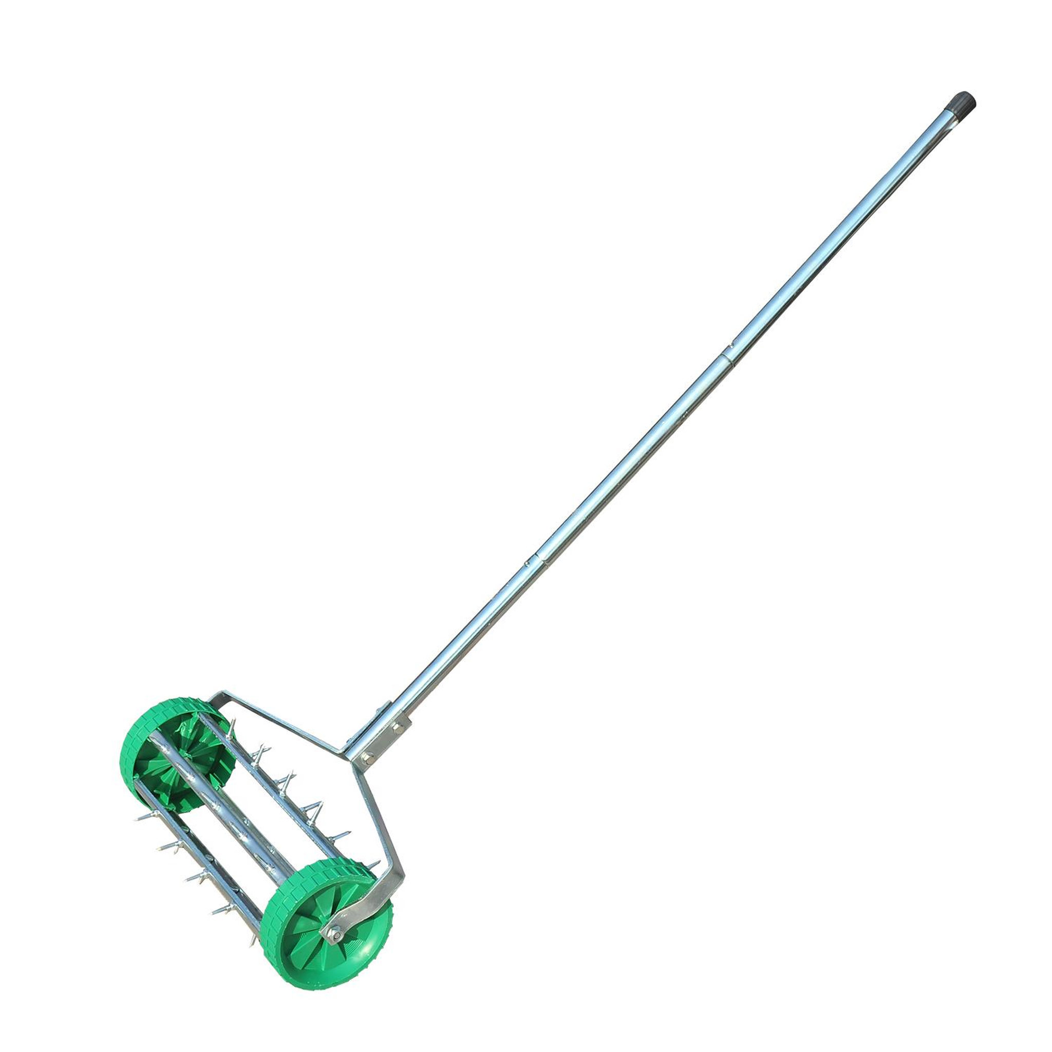 OUTSUNNY Rouleau aérateur pour pelouse avec manche télescopique 98l x 45l x 87h cm vert