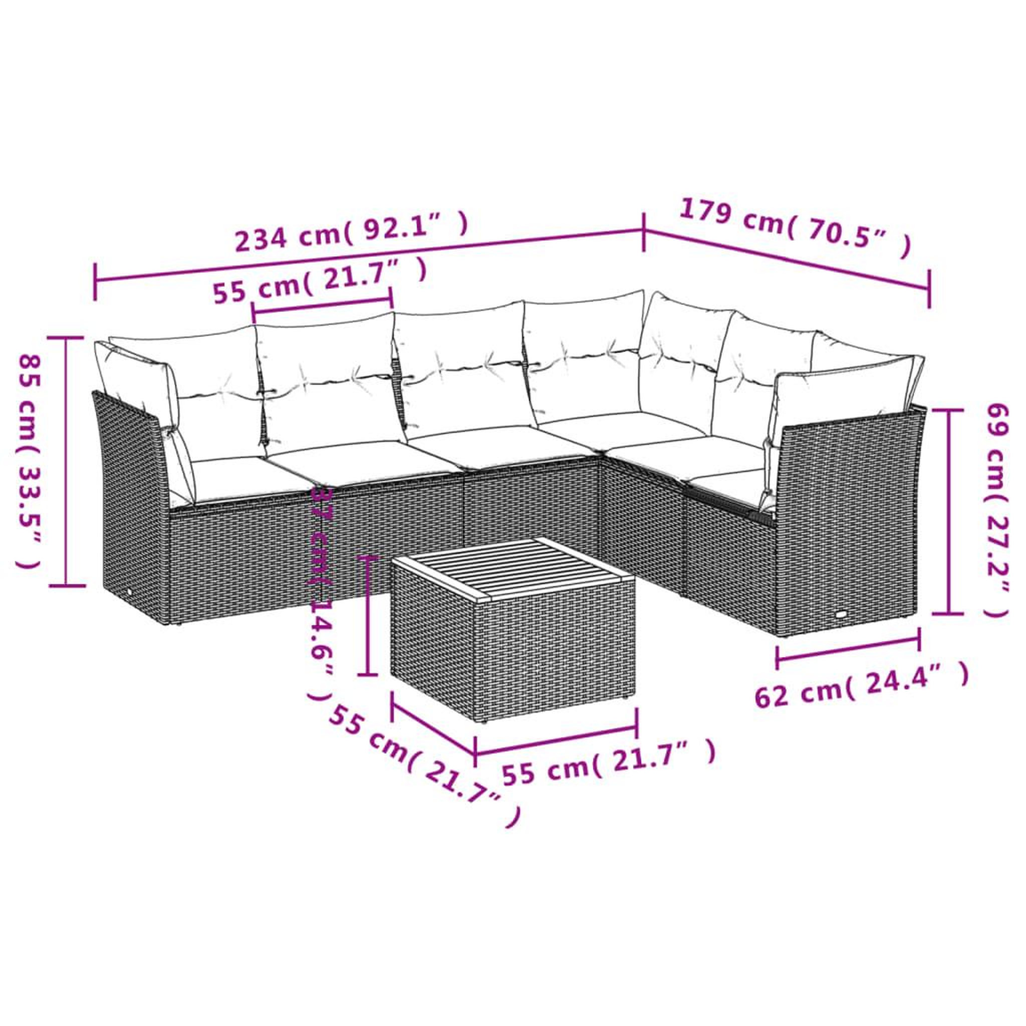 Voir la diapositive 3 : VIDAXL Salon de jardin 7 pcs avec coussins noir resine tressee