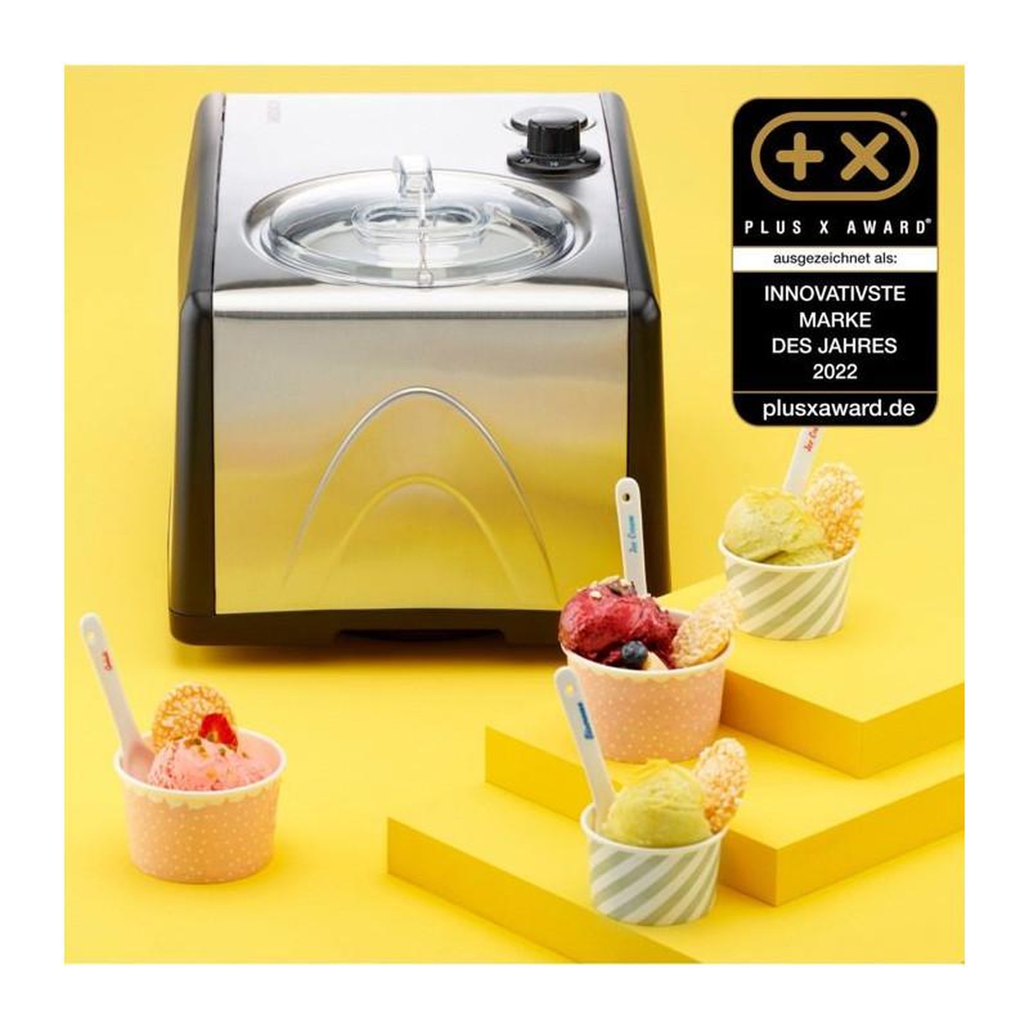 Voir la diapositive 3 : Medion MEDION Sorbetiere et yaourtiere électrique en aluminium avec compresseur, machine a glace d'une capacité d'1,5 litre (correspo