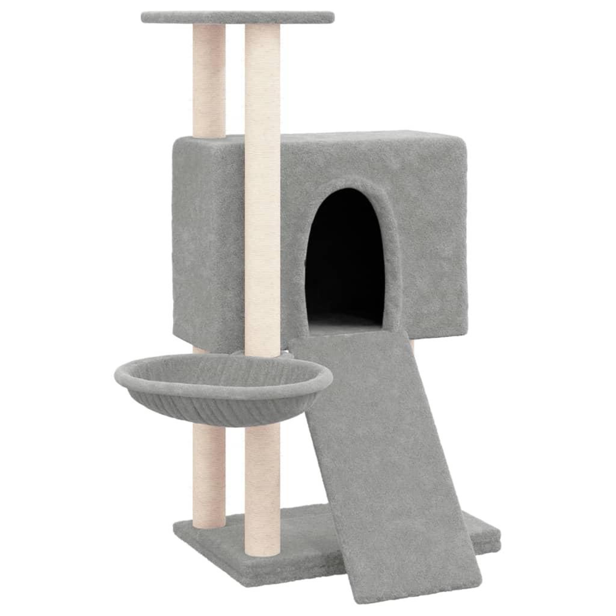 Voir la diapositive 2 : VIDAXL Arbre a chat avec griffoirs en sisal Gris clair 96 cm