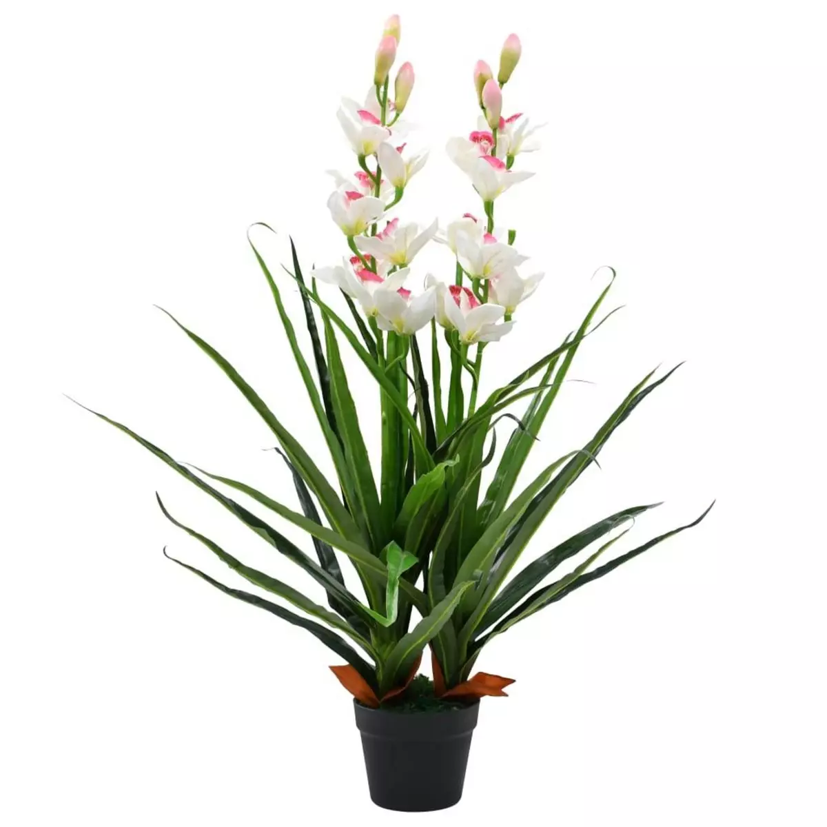 VIDAXL Plante artificielle Orchidee Cymbidium avec pot 100 cm Vert