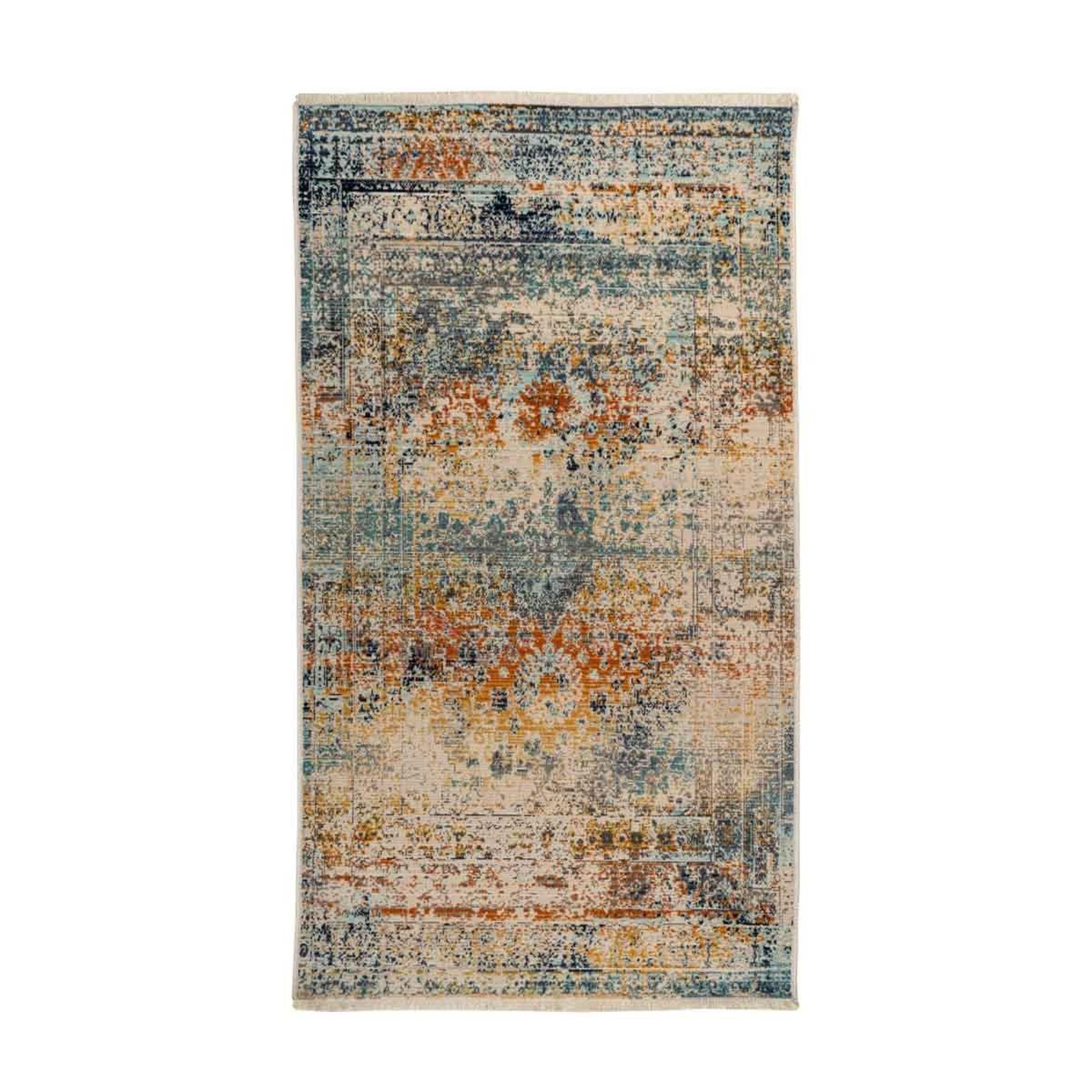 Voir la diapositive 1 : Paris Prix Tapis Tissé Ethnique à Poils Plats  Charu II  Bleu
