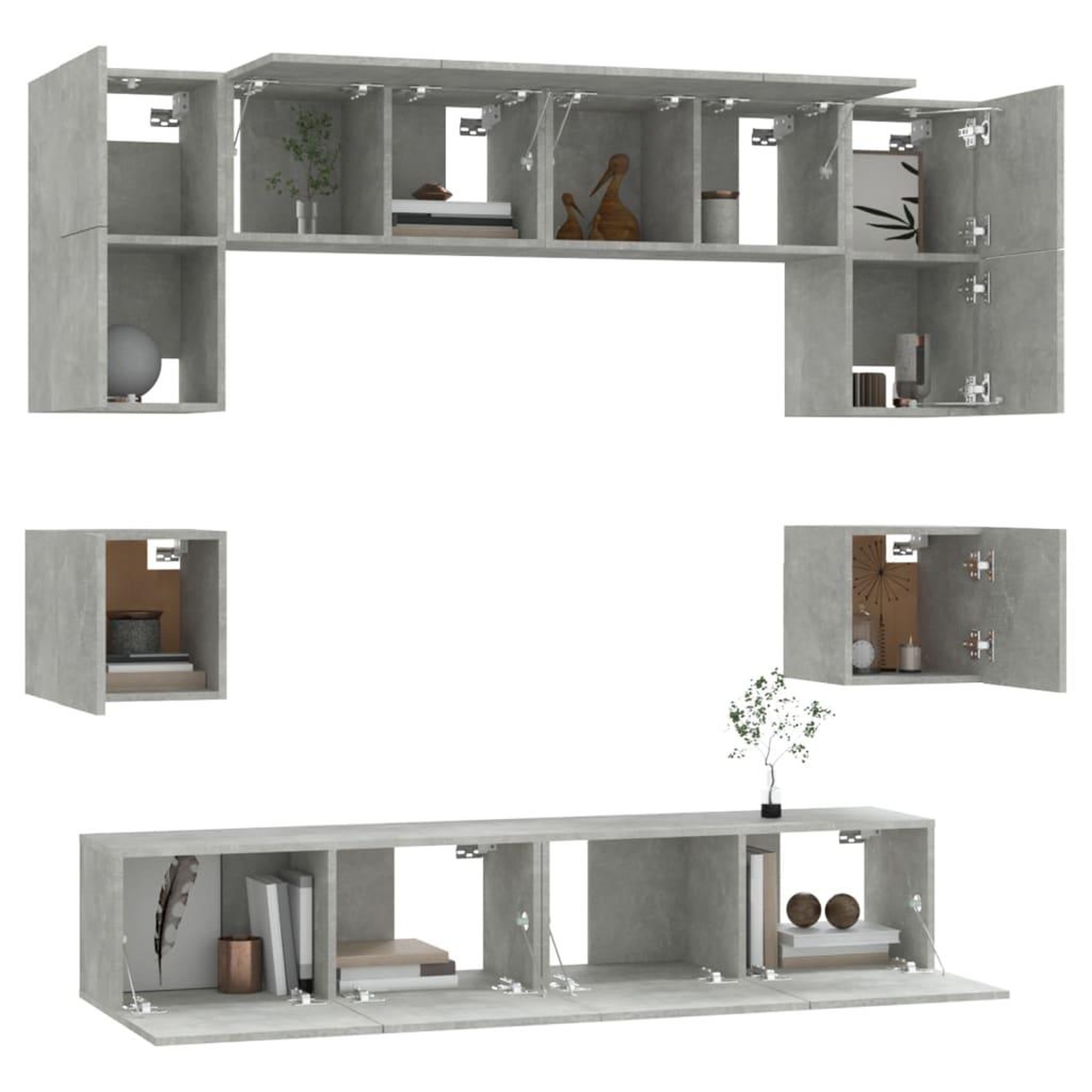 Voir la diapositive 4 : VIDAXL Ensemble de meubles TV 8 pcs Gris beton Bois d'ingenierie