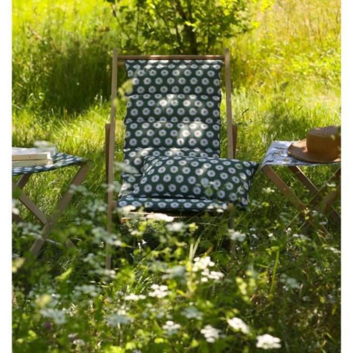 Jardin prive Transat JARDIN PRIVE Chilienne matelassée Prairie structure en bois massif