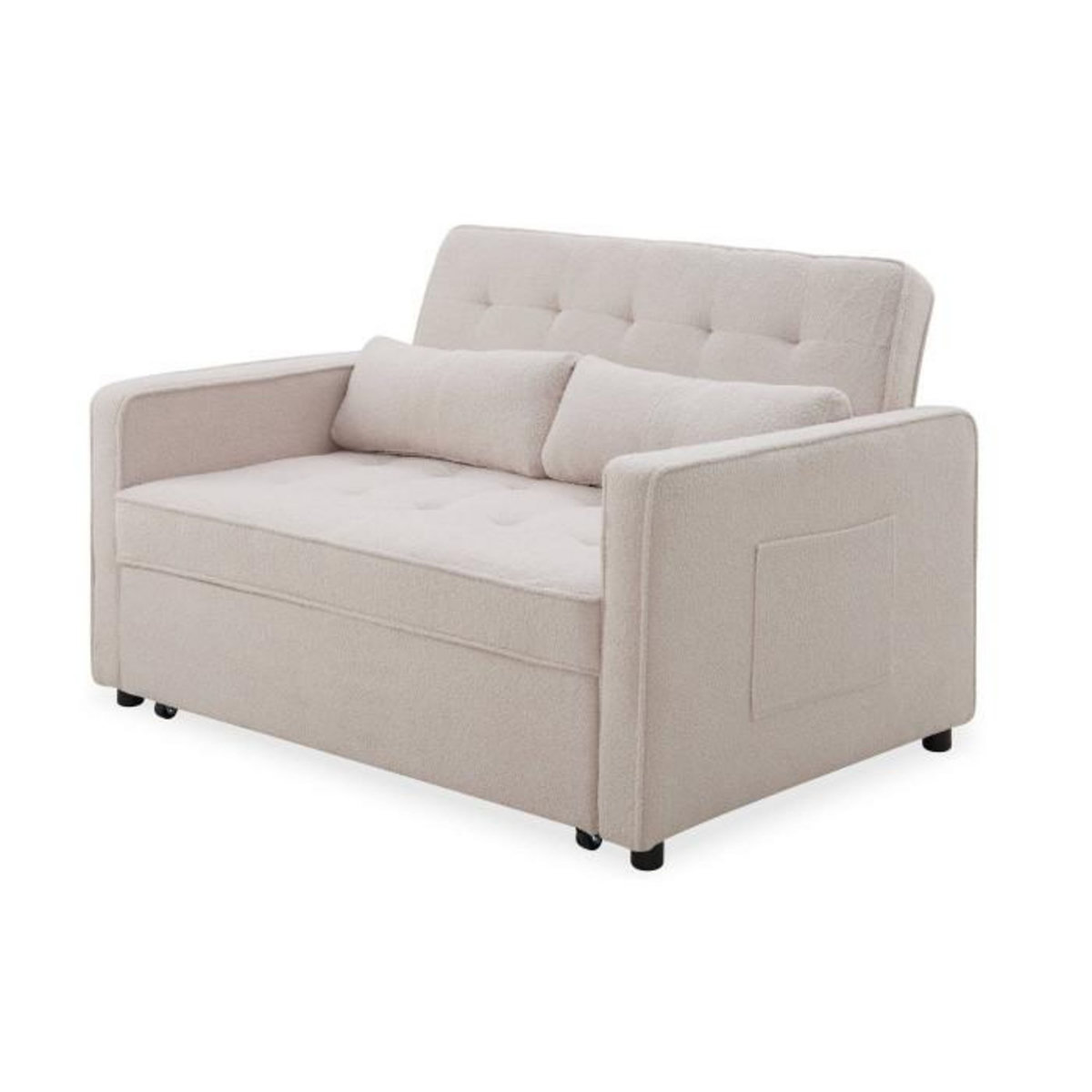 Paris Prix Canapé Convertible 2 Places Bouclette  Léa  133cm Beige