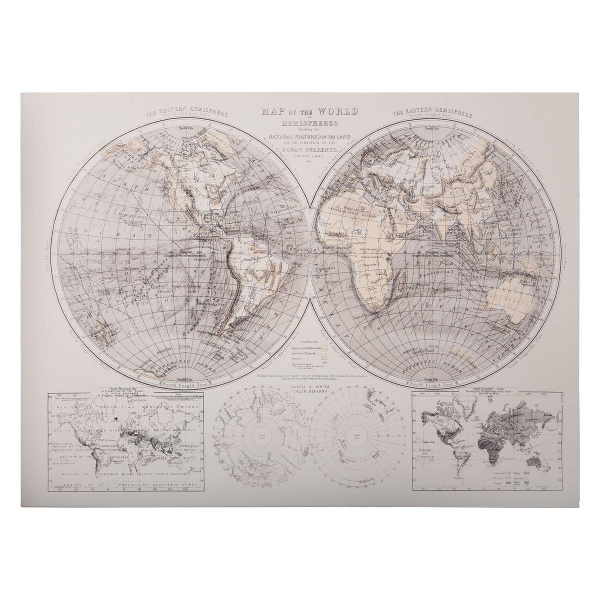 ATMOSPHERA Toile murale impression Monde - L. 58 x H. 78 cm - Marron