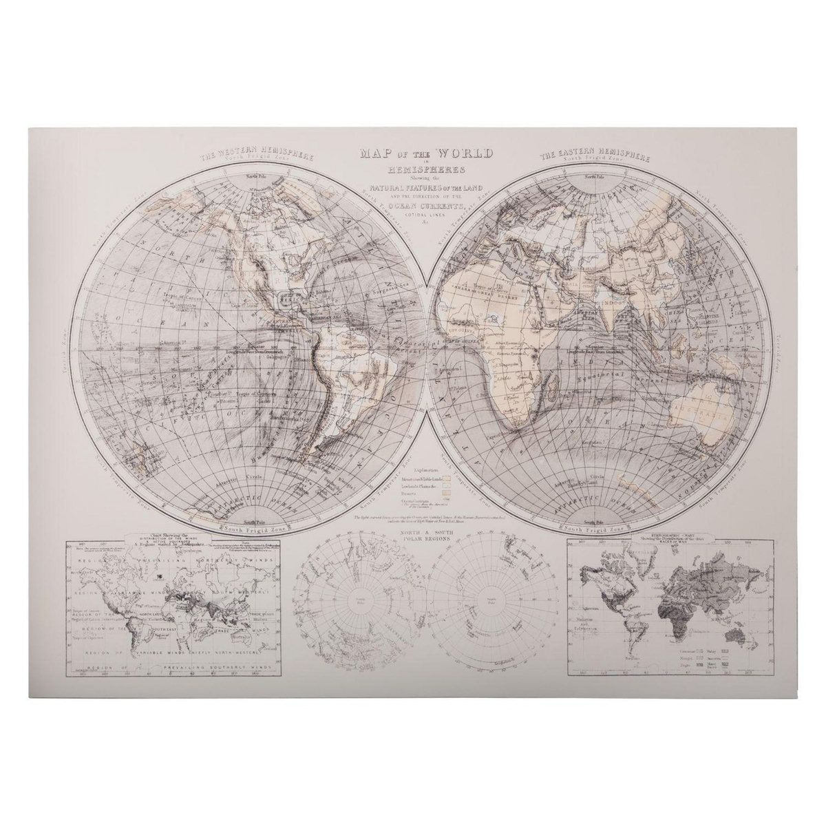ATMOSPHERA Toile murale impression Monde - L. 58 x H. 78 cm - Marron