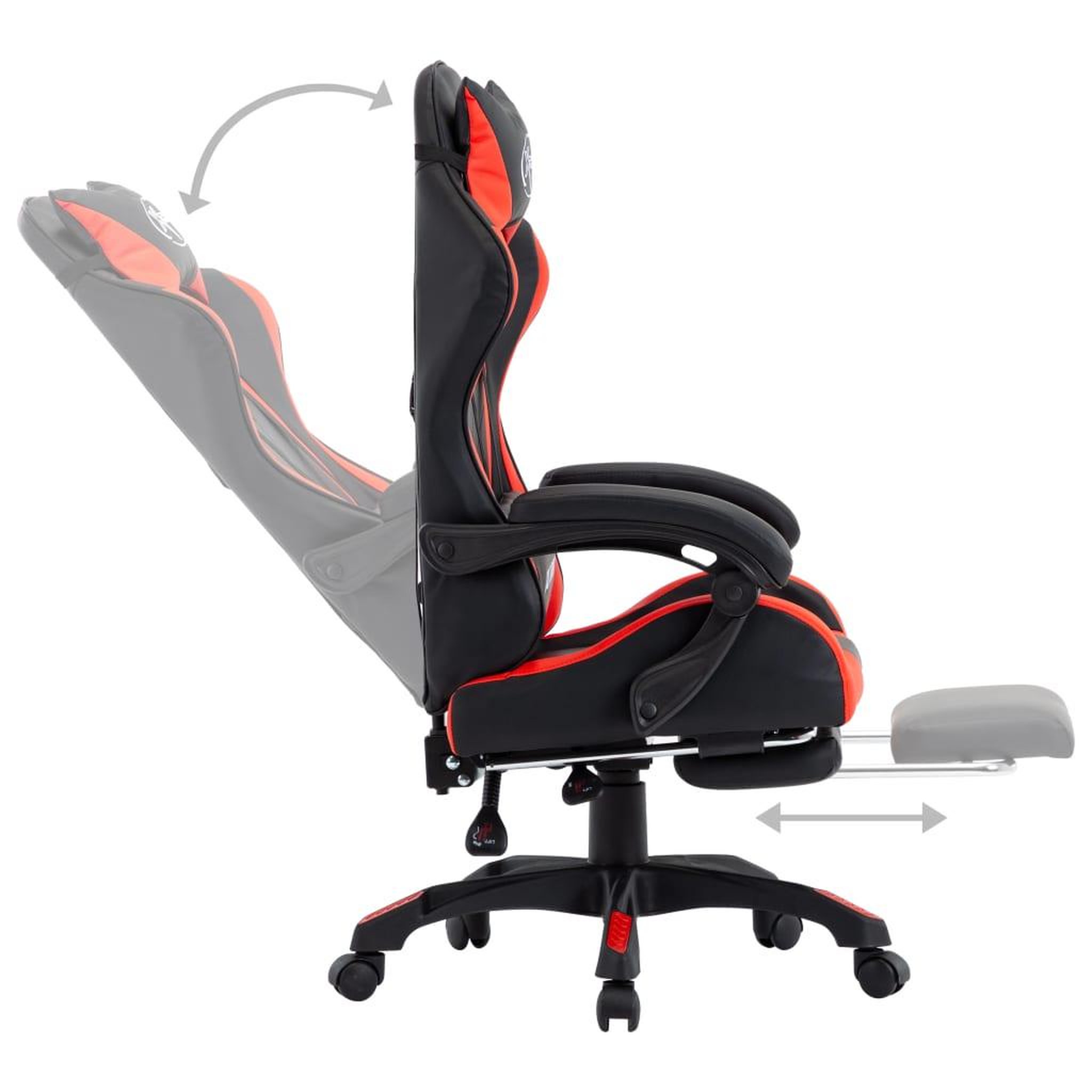 Voir la diapositive 4 : VIDAXL Fauteuil de jeux video et repose-pied Rouge et noir Similicuir