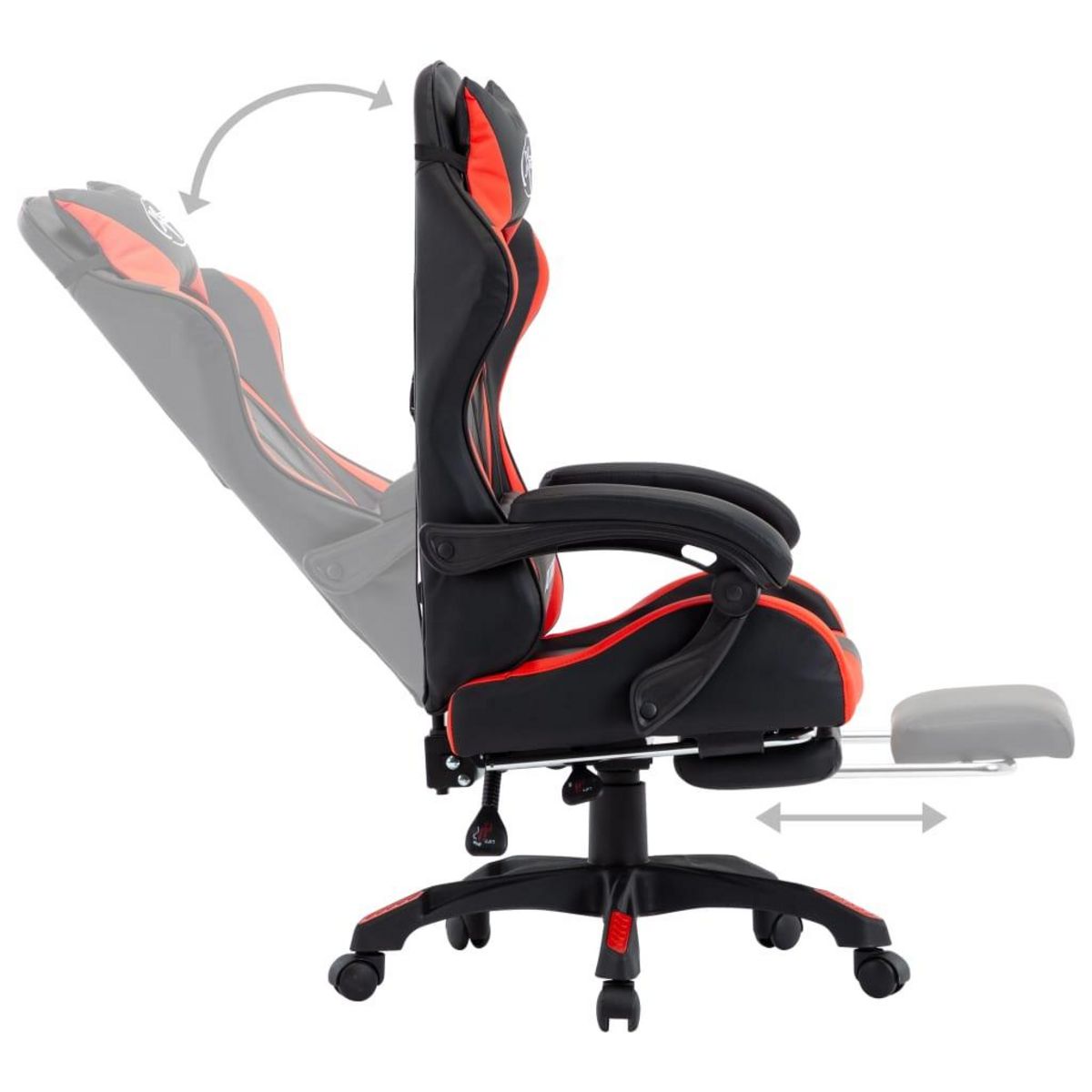 VIDAXL Fauteuil de jeux video et repose-pied Rouge et noir Similicuir