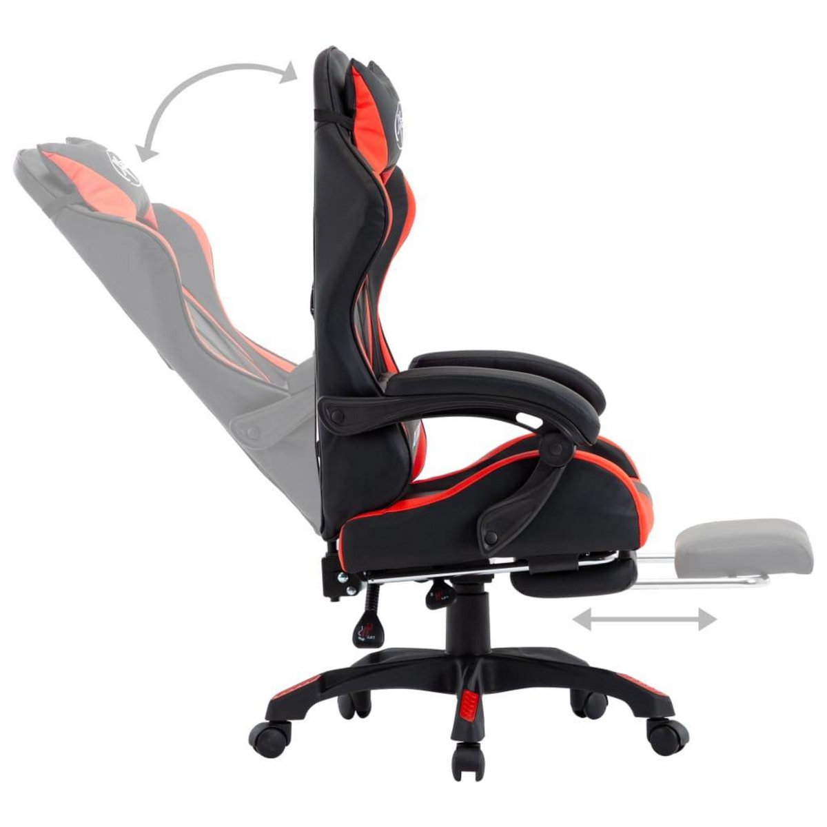 VIDAXL Fauteuil de jeux video et repose-pied Rouge et noir Similicuir