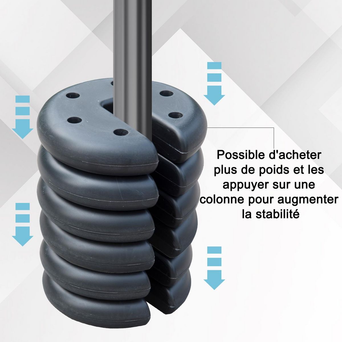 HOMCOM Lot de 4 poids de lestage circulaire pour tonnelle barnum tente diamètre 20 cm épaisseur 4,5 cm polyéthylène noir