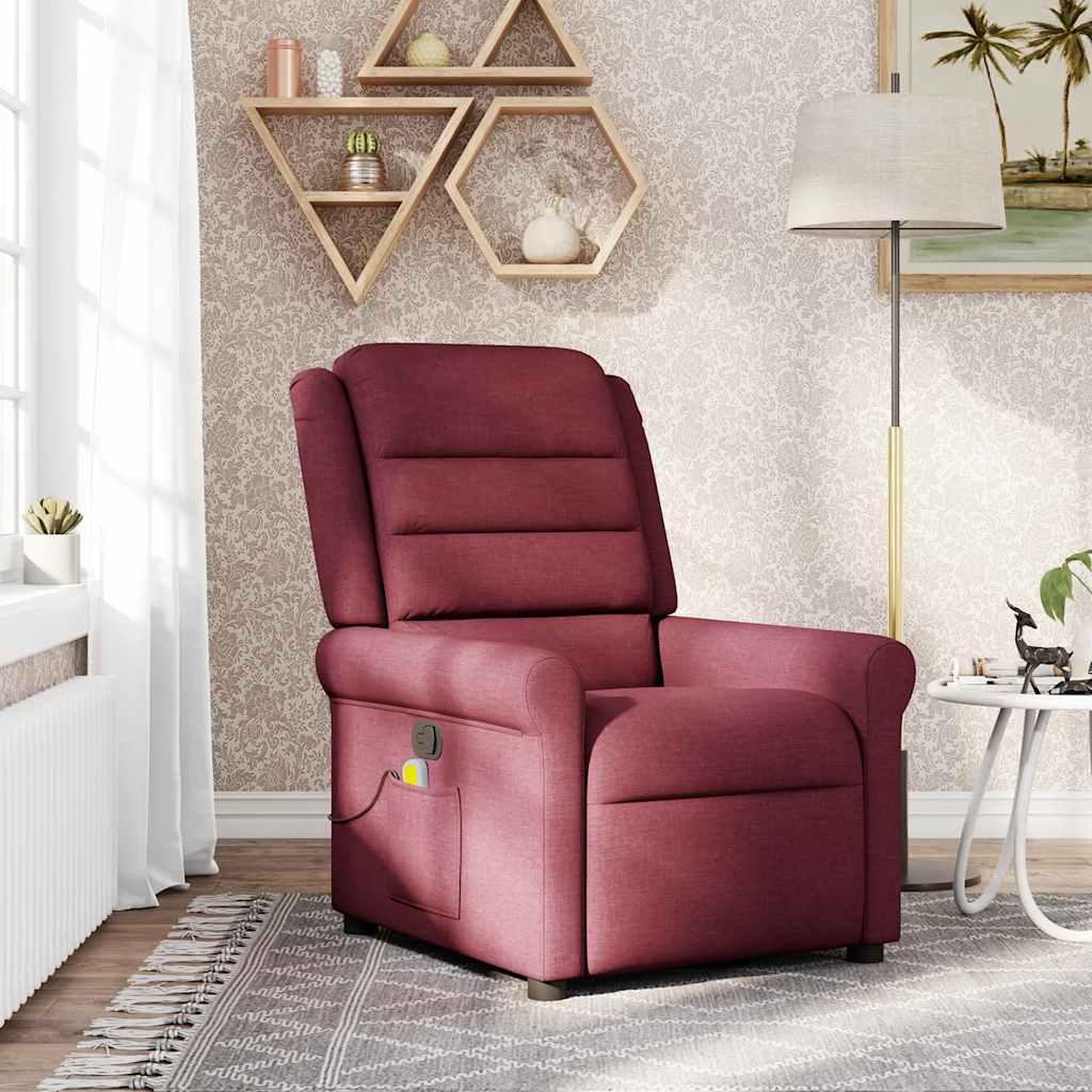 VIDAXL Fauteuil de massage inclinable Rouge bordeaux Tissu