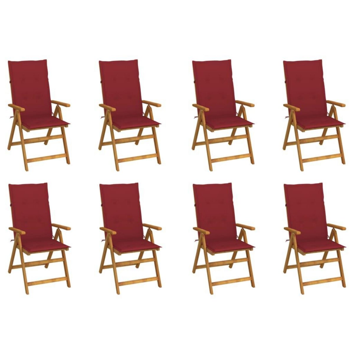 VIDAXL Chaises pliables de jardin avec coussins lot de 8 Bois d'acacia