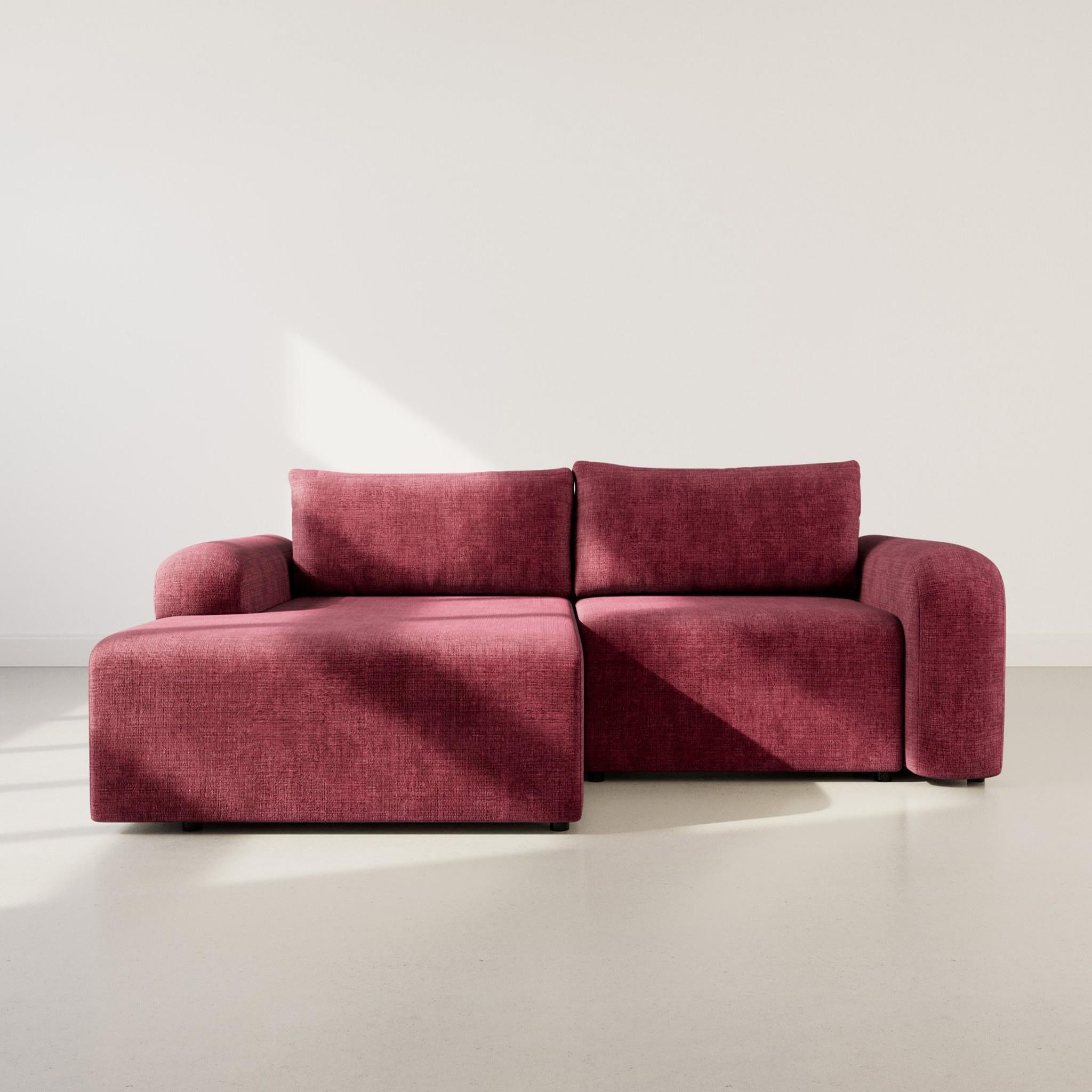 Voir la diapositive 5 : BEST MOBILIER Rebecca - canapé d'angle gauche 4 places convertible avec coffre en velours texturé