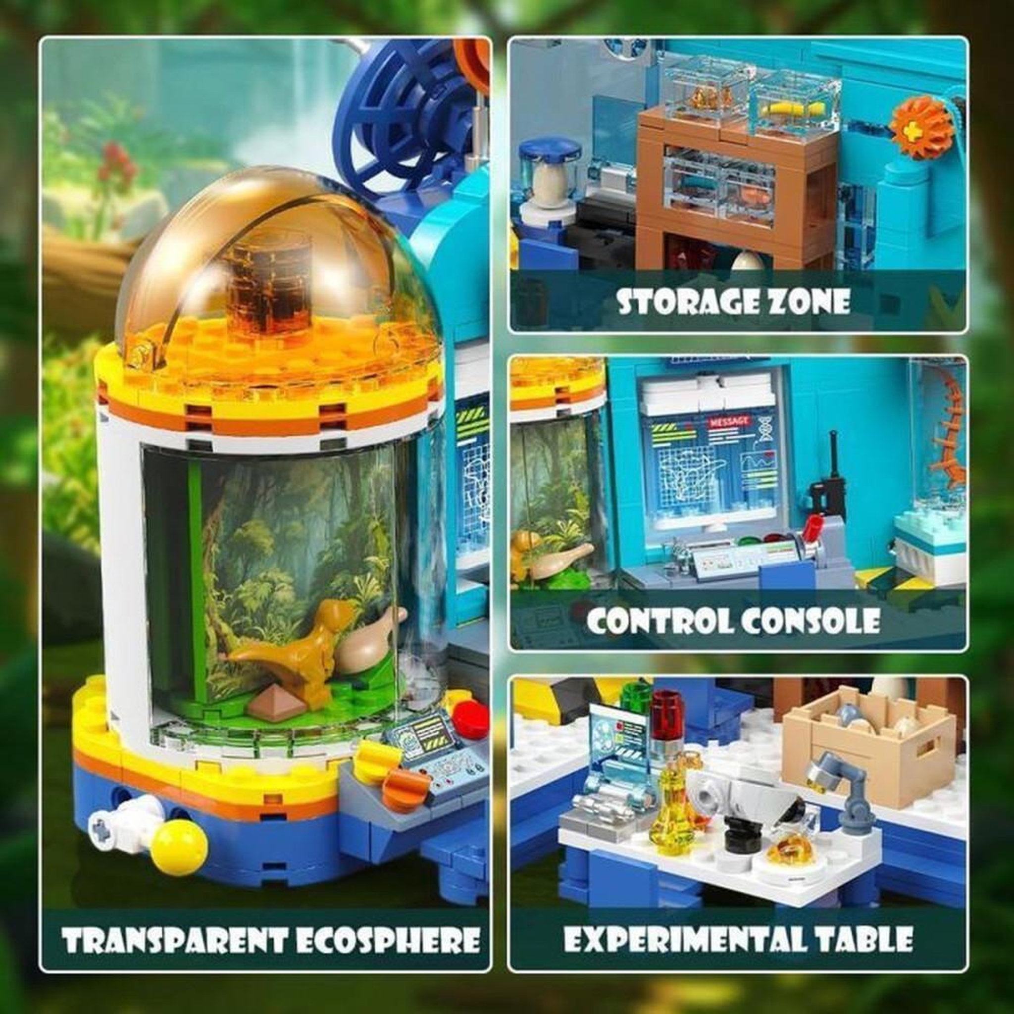 Voir la diapositive 4 : Jeu de construction 2 en 1 Dinosaure avec LED, centre de recherche, 837 pièces et 2 dinos articulés