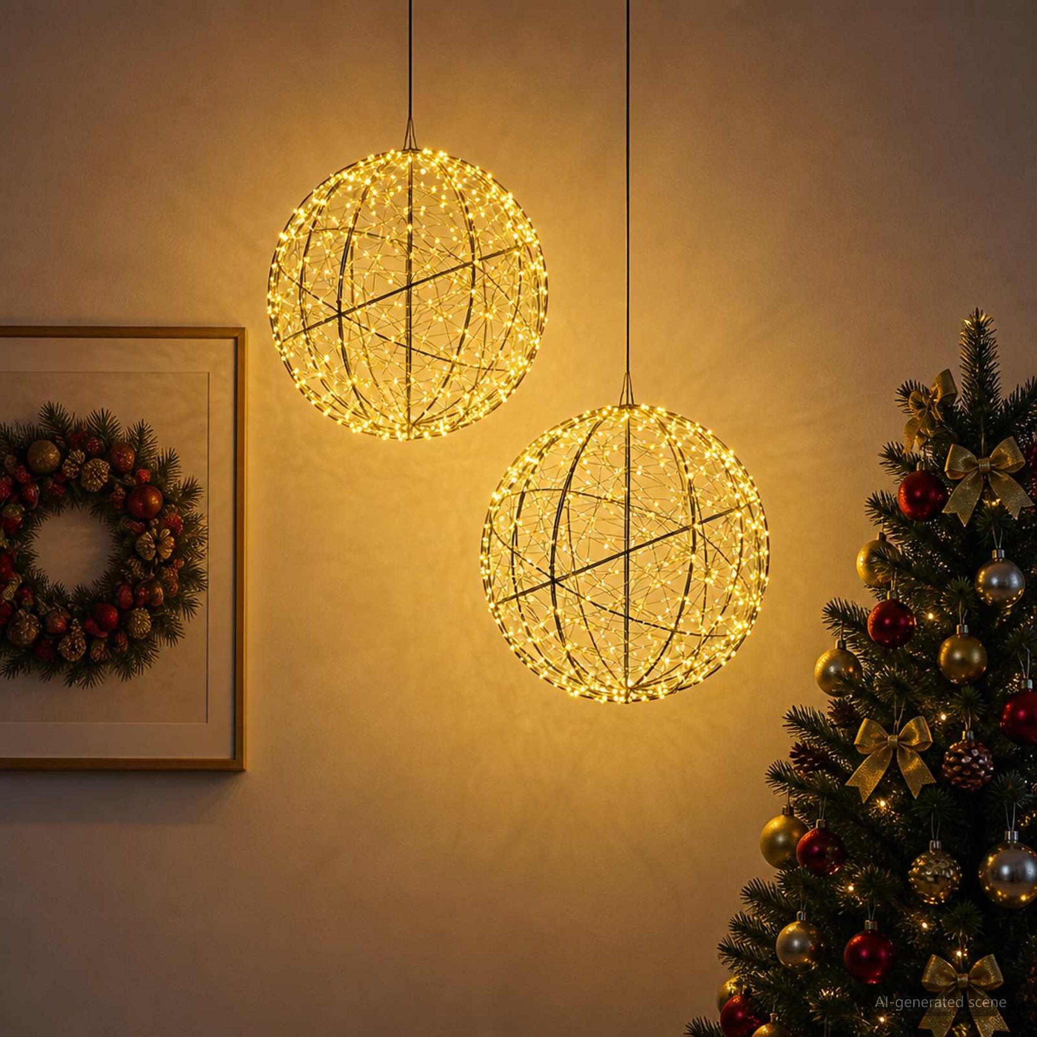 Voir la diapositive 4 : VIDAXL Lumiere de finial de Noël 2 pc 1500 LED Blanc chaud