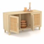 Voir la diapositive 4 : ID MARKET Buffet bas vintage 113 cm ELIN 3 portes effet naturel cannage