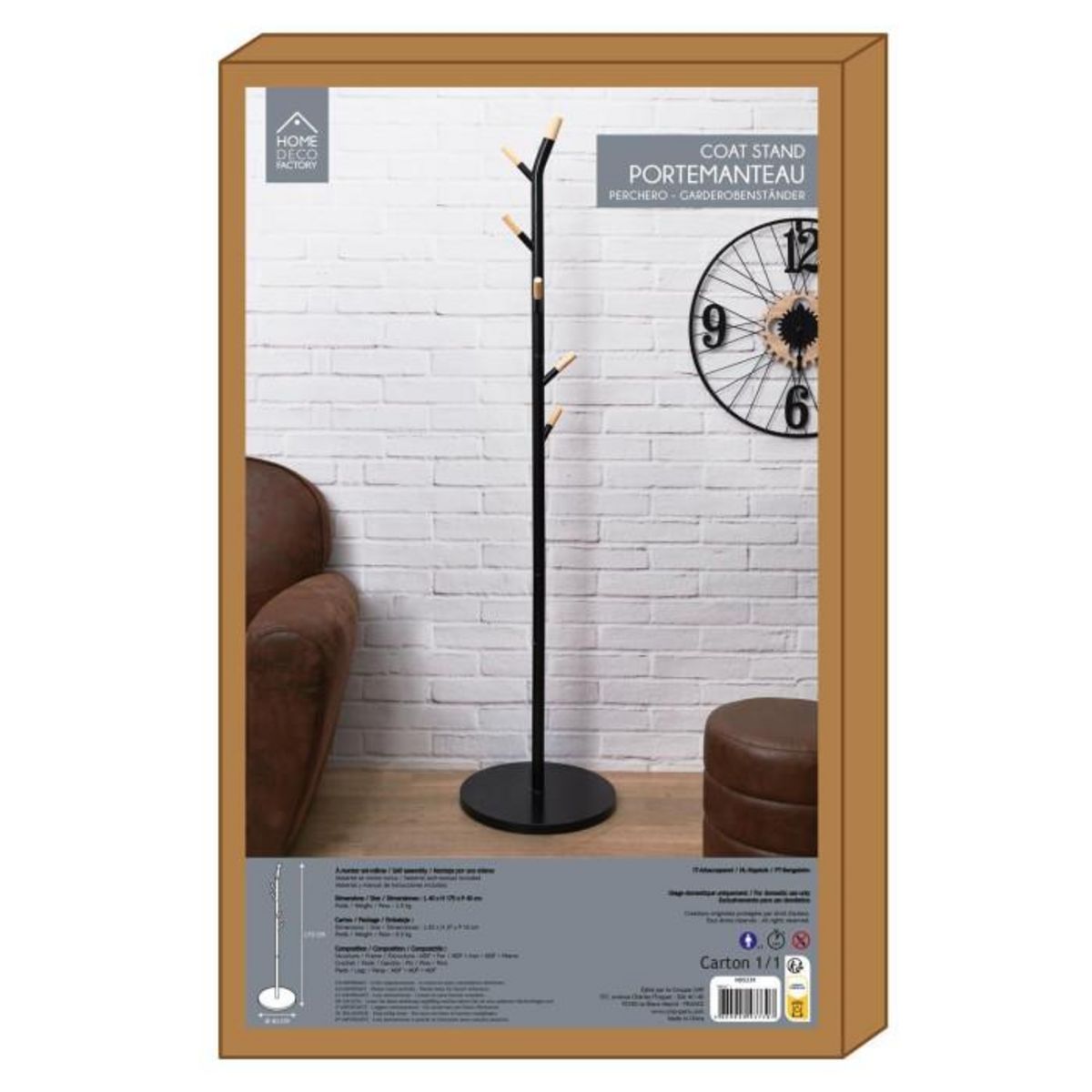 Paris Prix Porte-Manteaux Design  Cifano  175cm Noir