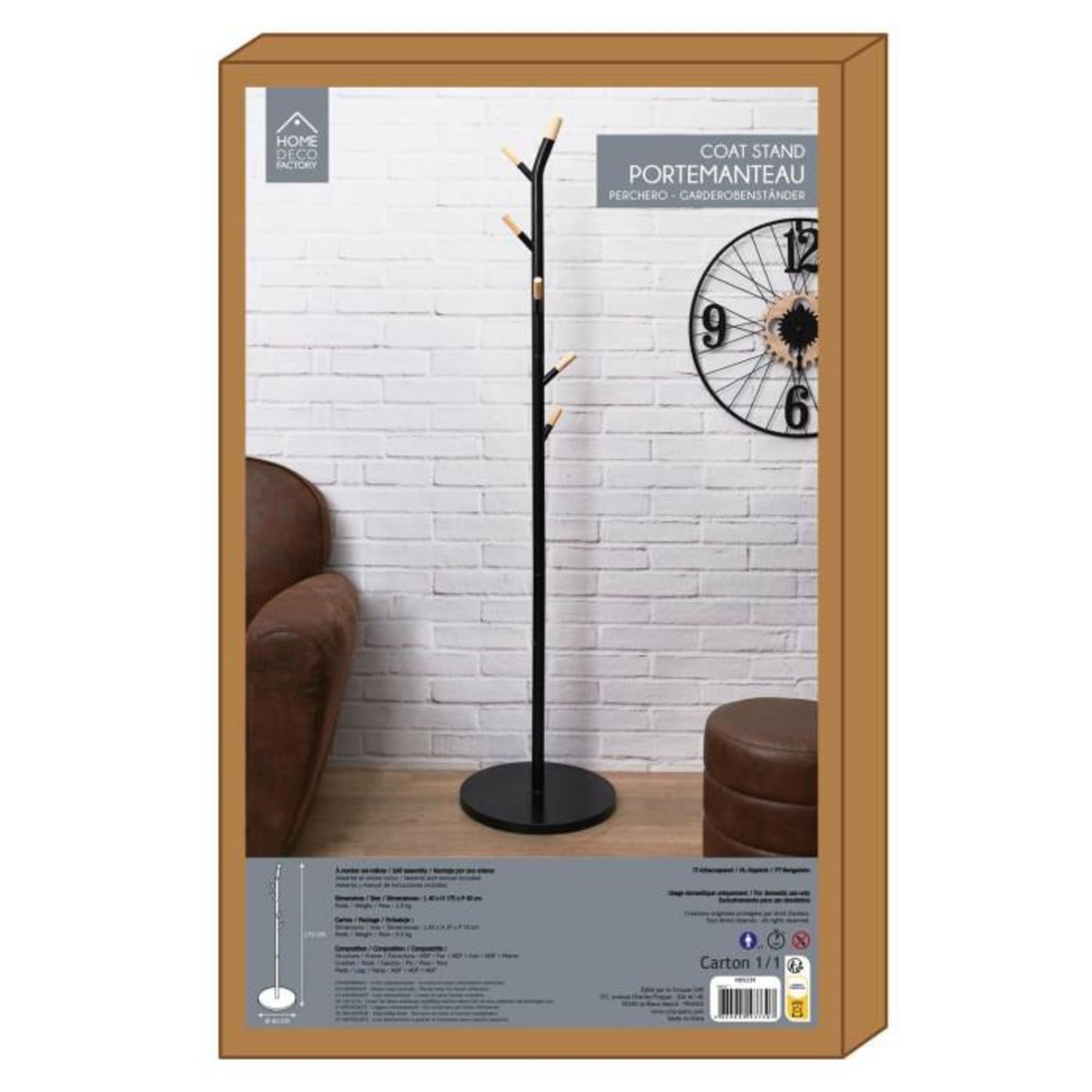 Paris Prix Porte-Manteaux Design  Cifano  175cm Noir