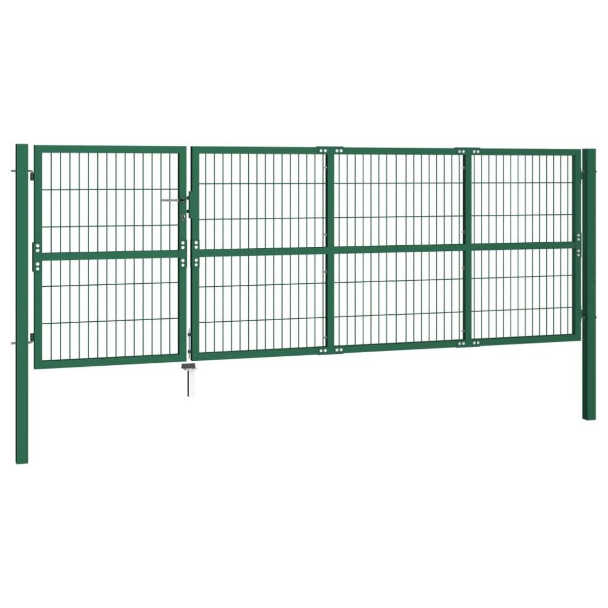 VIDAXL Portail de cloture de jardin avec poteaux 350x120 cm Acier Vert