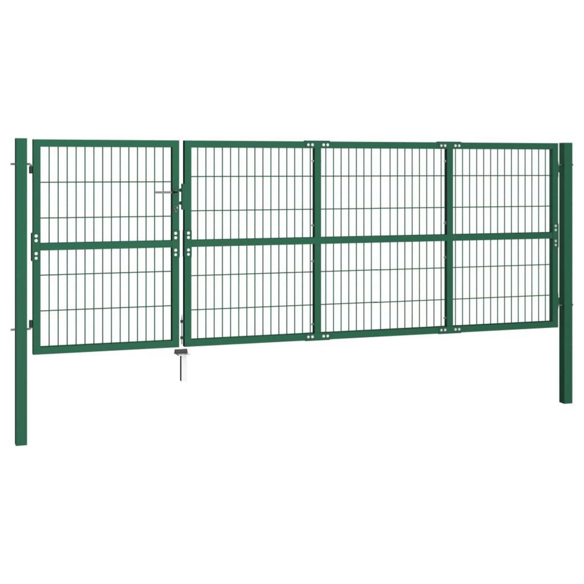 VIDAXL Portail de cloture de jardin avec poteaux 350x120 cm Acier Vert