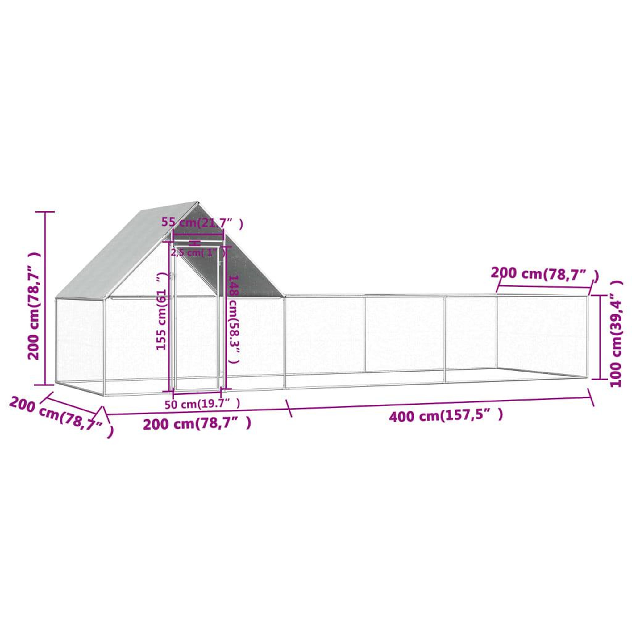 Voir la diapositive 6 : VIDAXL Poulailler 6 x 2 x 2 m Acier galvanise
