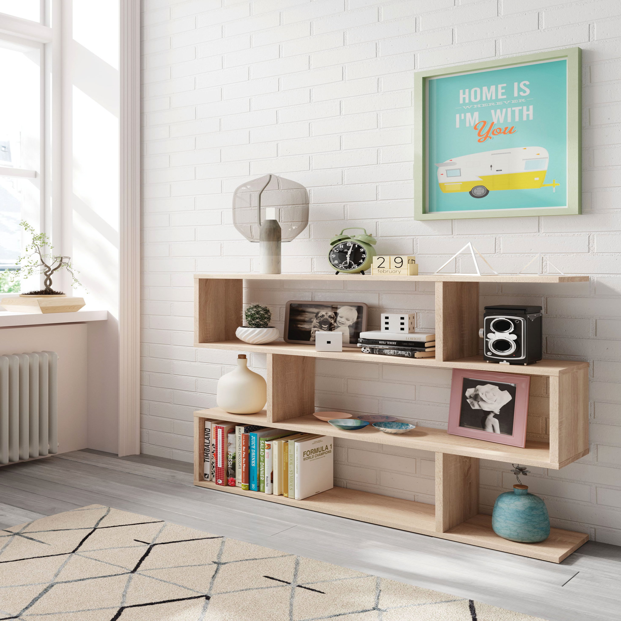 Voir la diapositive 1 : Étagère Basse de 3 niveaux L110cm x H97cm FEIRA