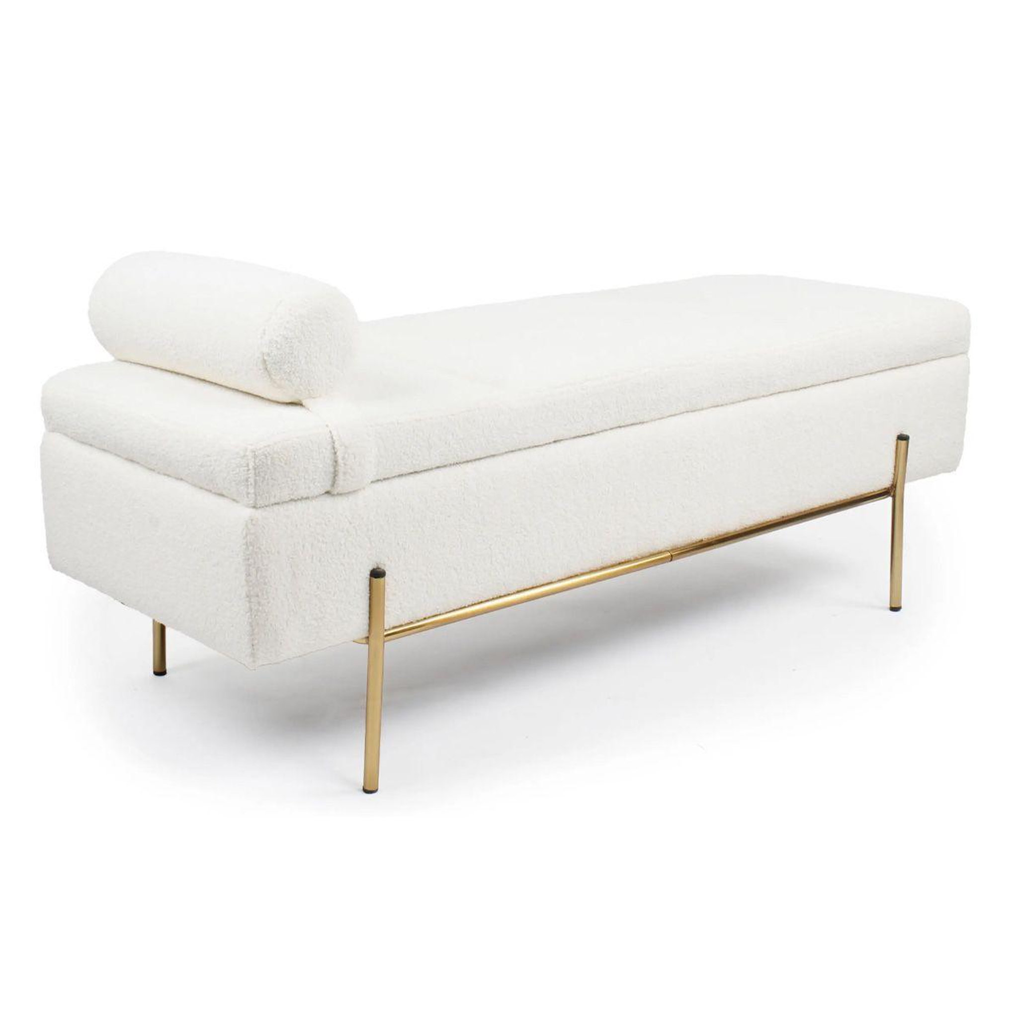 Paris Prix Banquette & coffre bouclette  loyd  140cm blanc