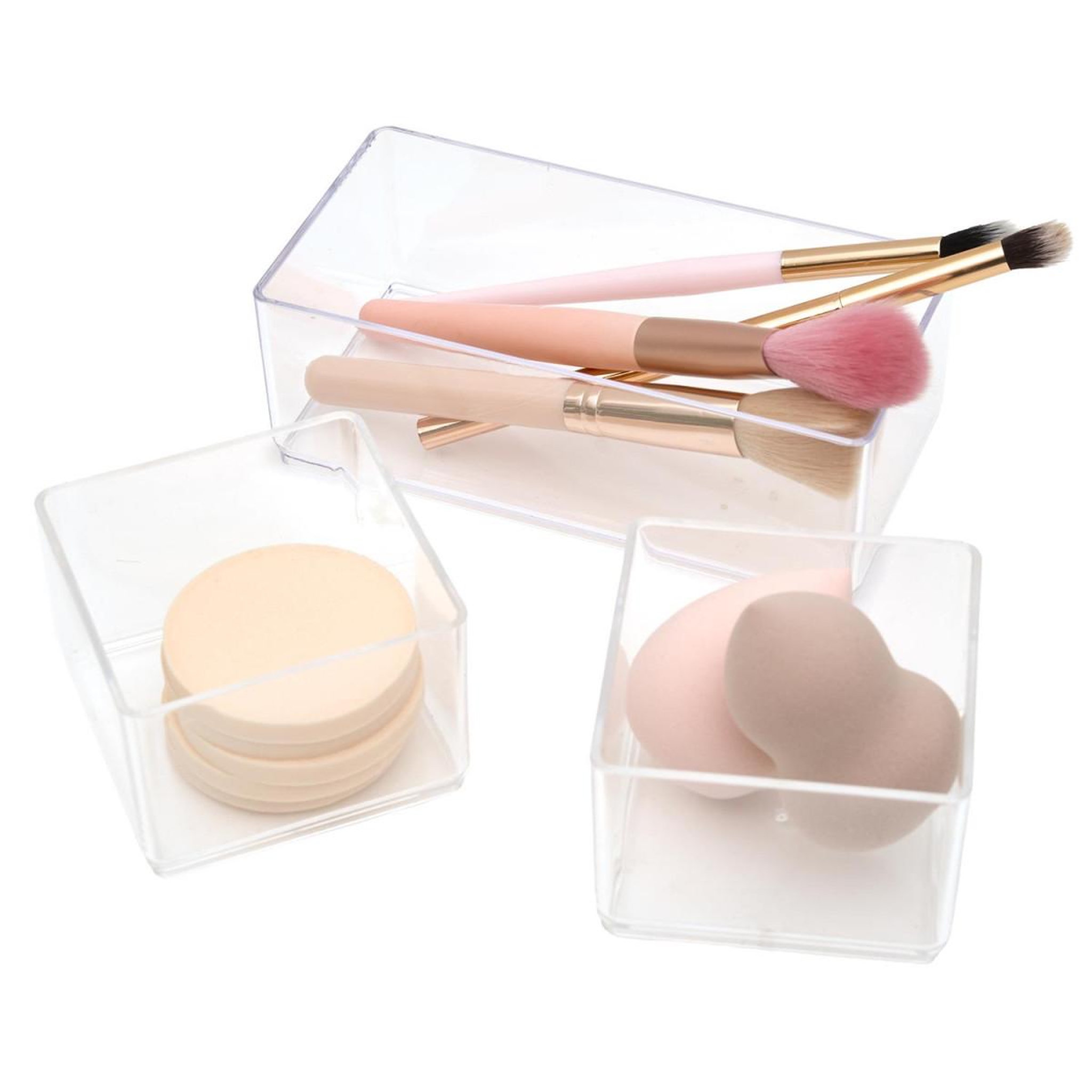 Cosmetic Club Lot de 3 organisateurs de tiroir  cosmétique  15cm transparent
