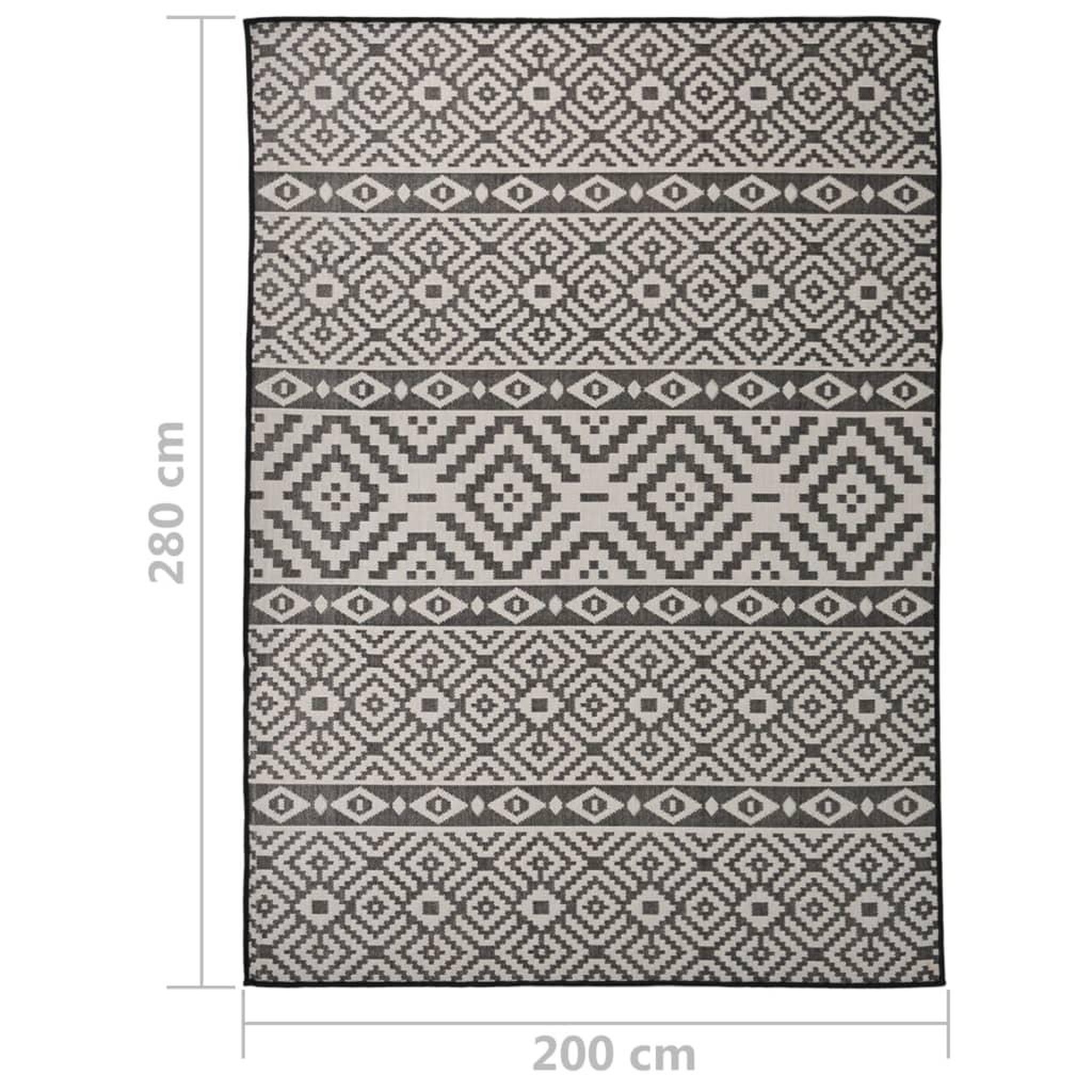 Voir la diapositive 6 : VIDAXL Tapis a tissage plat d'exterieur 200x280 cm Rayures noires
