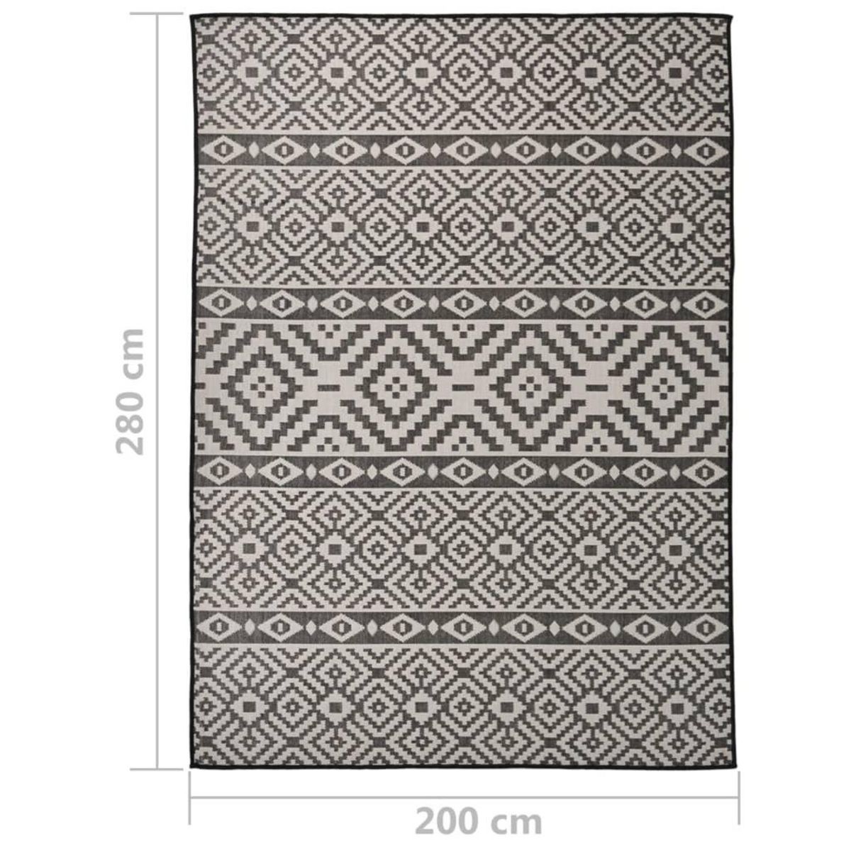 VIDAXL Tapis a tissage plat d'exterieur 200x280 cm Rayures noires