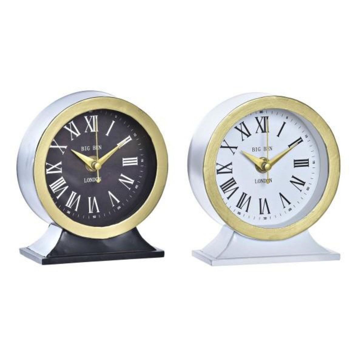 AAAAA Horloge de table DKD Home Decor Blanc Noir Verre Fer 12 x 6 x 13 cm (2 Unités)