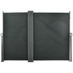 OUTSUNNY Double store latéral brise-vue paravent rétractable dim. 6L x 1,60H m polyester anti-UV haute densité. Coloris disponibles : Noir