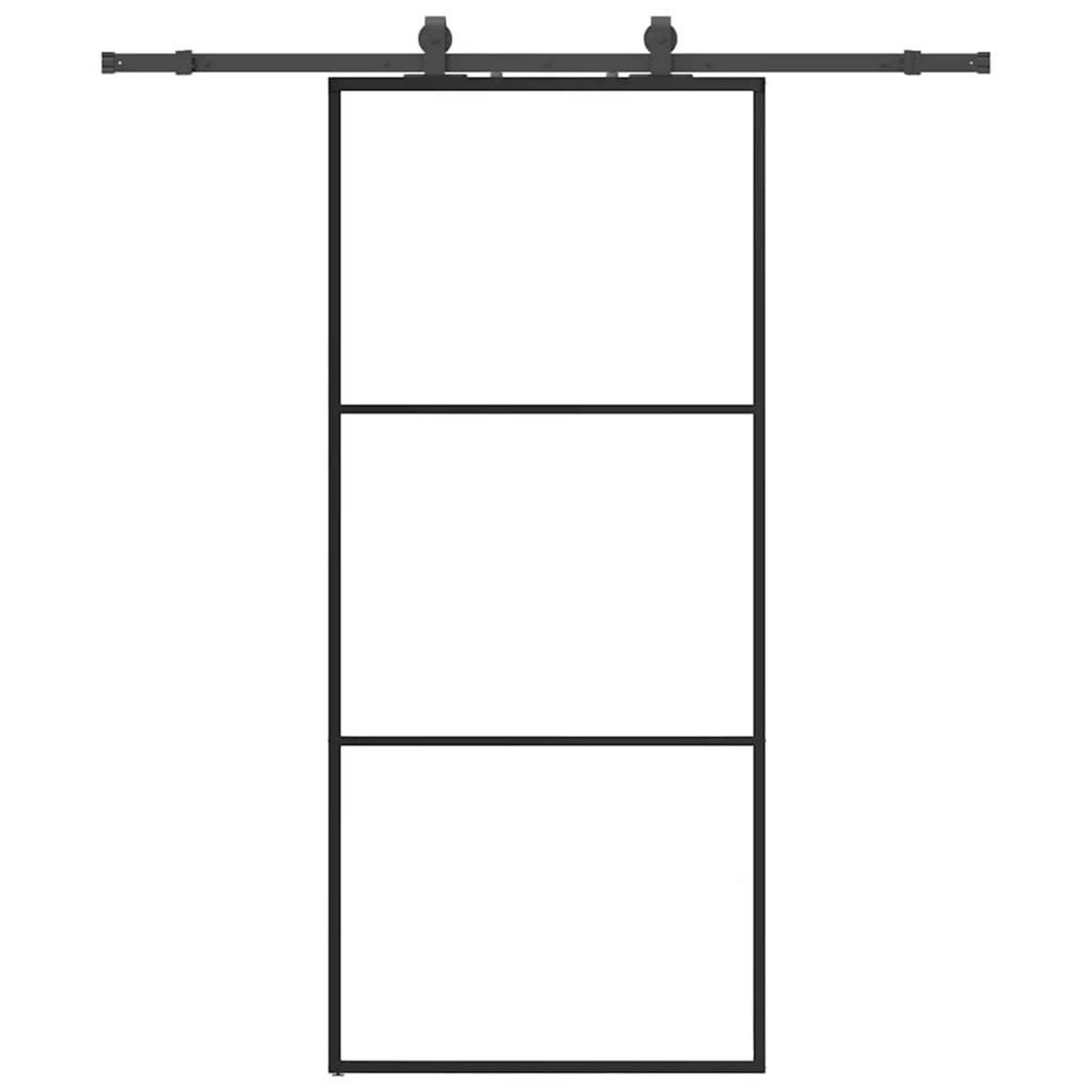 VIDAXL Porte coulissante kit de quincaillerie noir 90x205 cm verre ESG