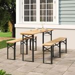 VIDAXL Ensemble de tables a biere pliantes 3 pcs bois massif de sapin