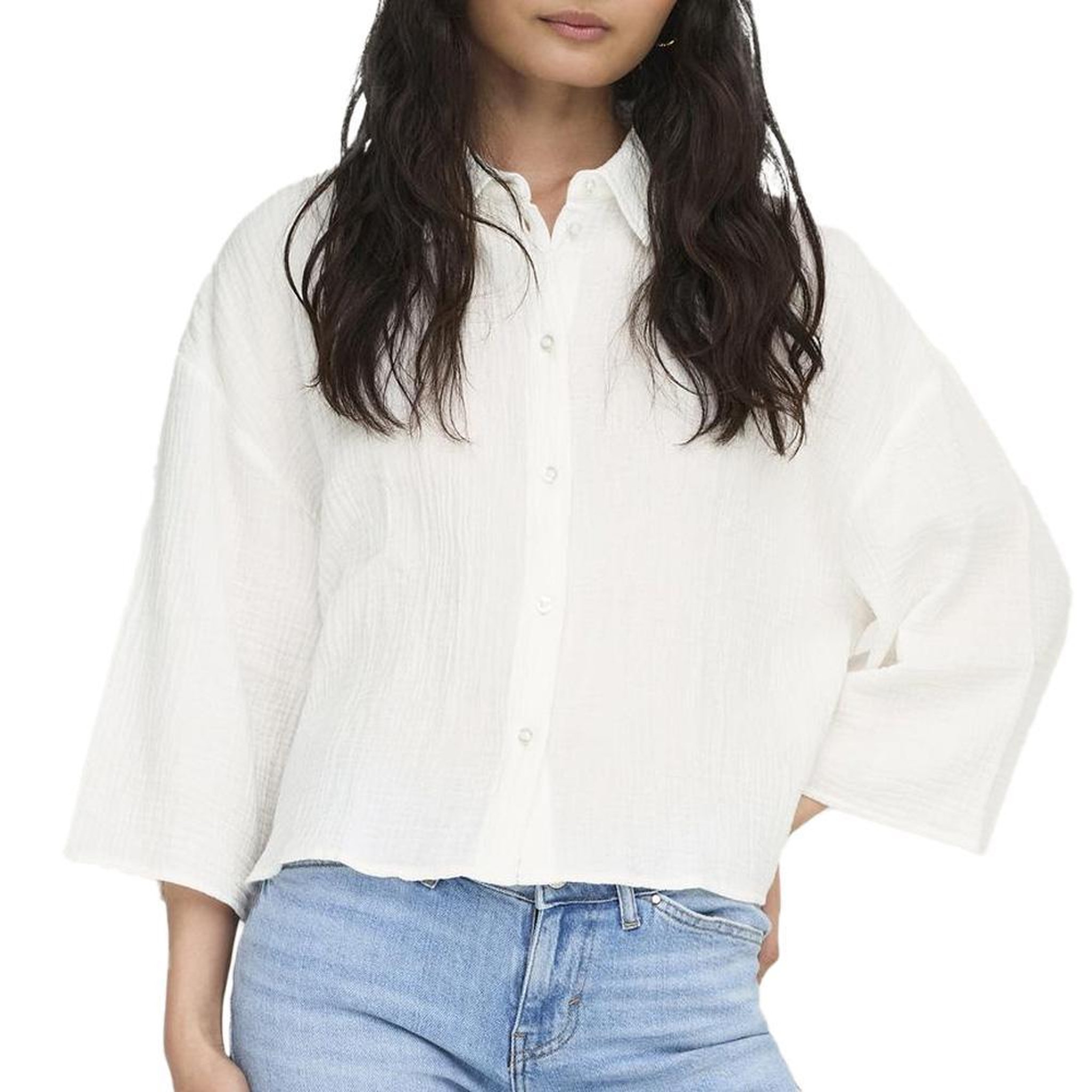 JACQUELINE DE YONG Chemise Blanches Femme JDY Theis Life 3/4. Coloris disponibles : Blanc