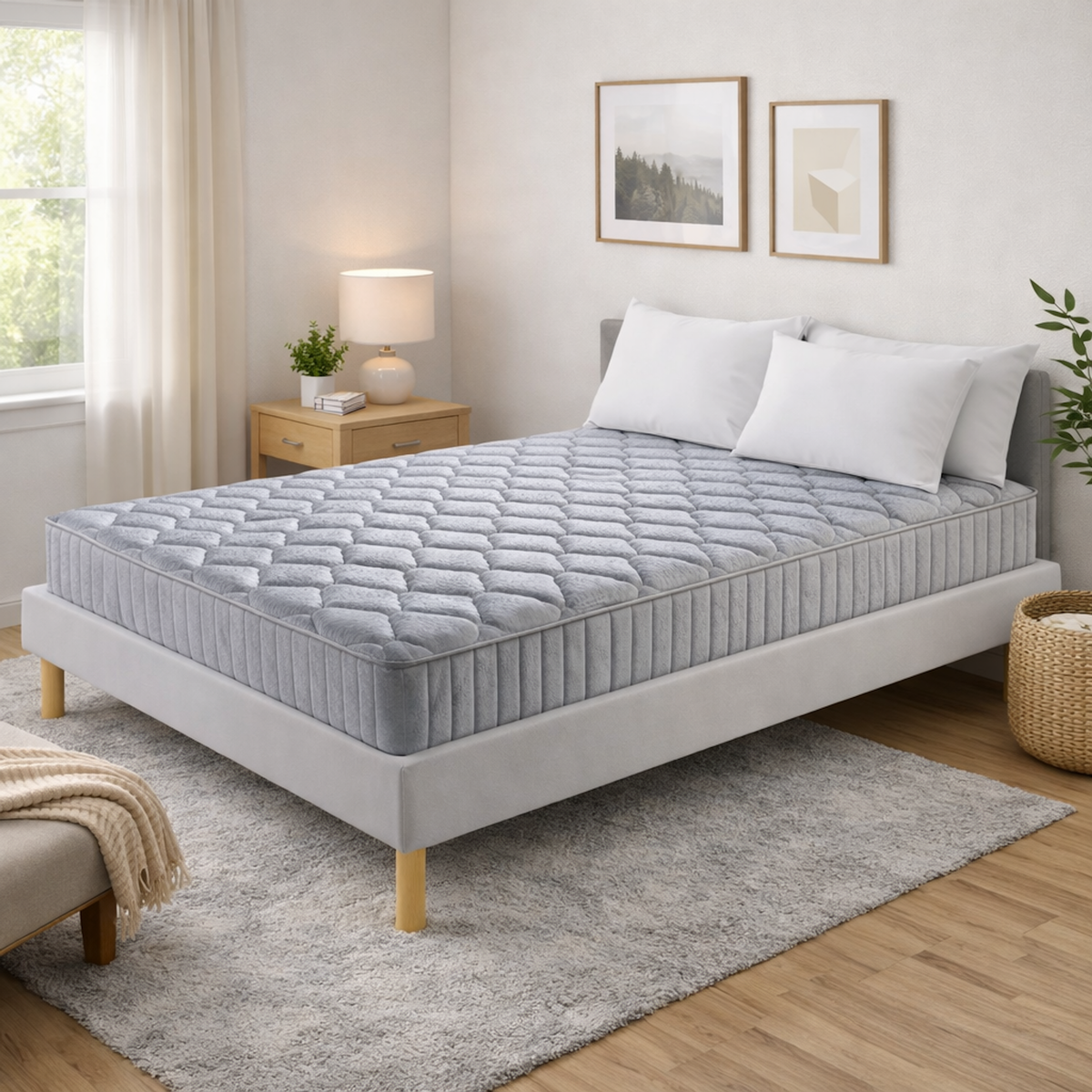 KING OF DREAMS Ensemble Sommier Tapissier et Matelas Latex Accueil Moelleux