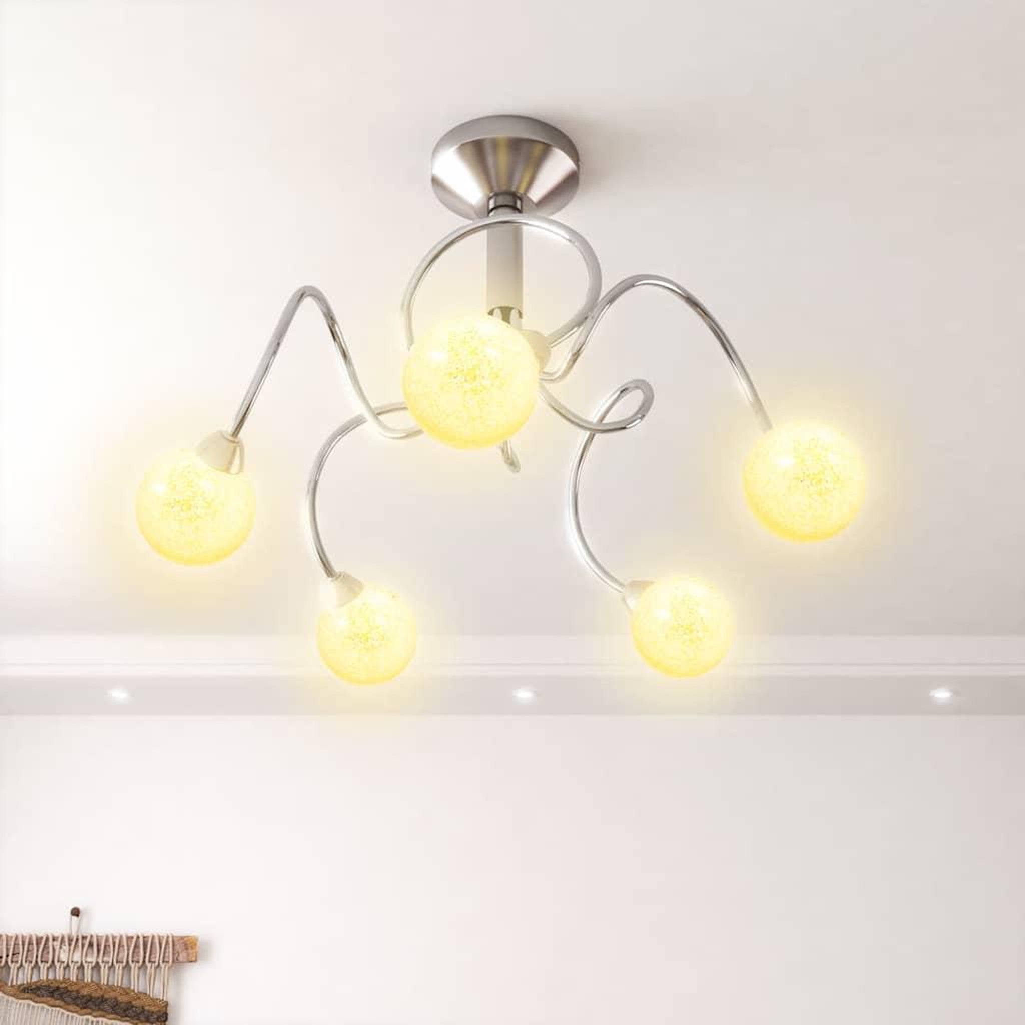 Voir la diapositive 3 : VIDAXL Plafonnier avec abat-jour ronds en verre pour 5 LED G9