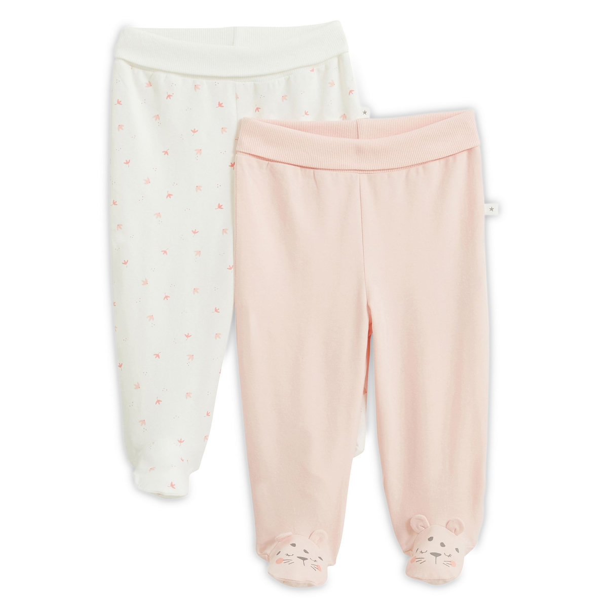 INEXTENSO Lot de 2 pantalons de naissance avec pieds bébé fille