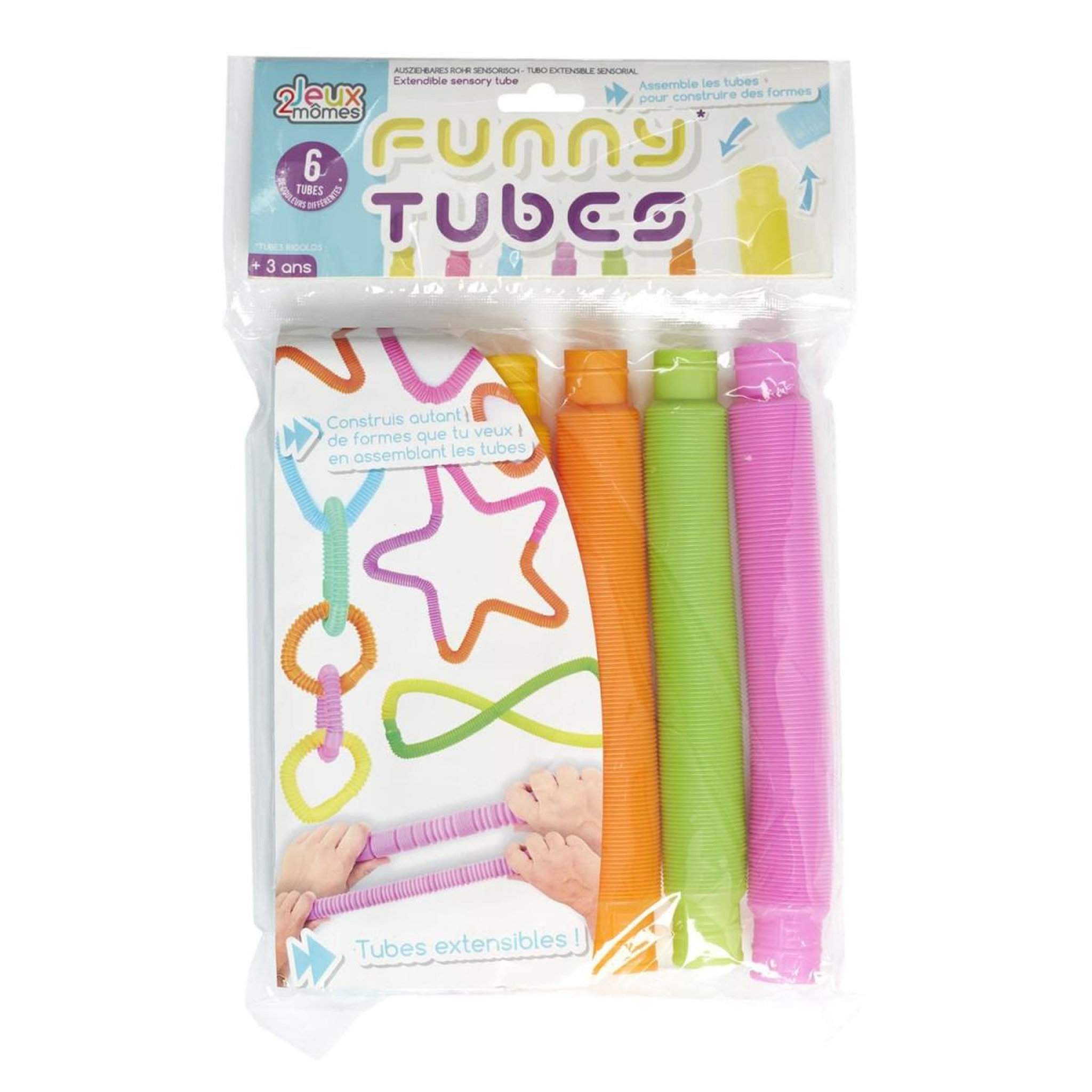 Jeux 2 momes Lot de 6 Tubes Extensibles  Sensoriel  20cm Multicolore
