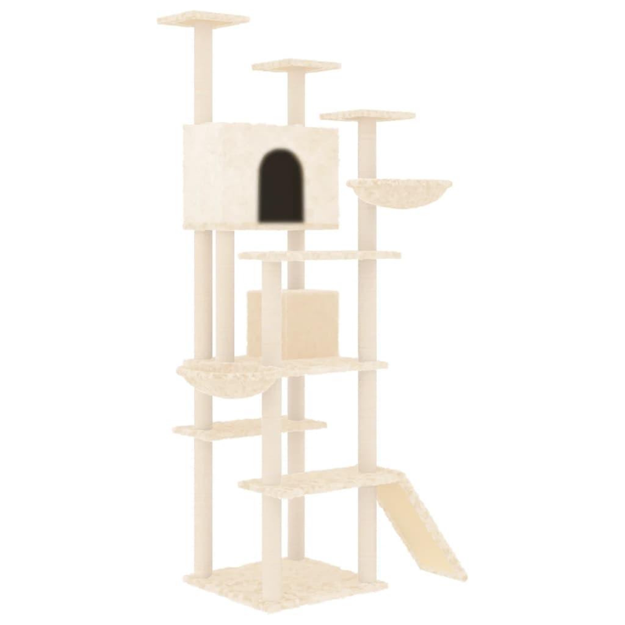 Voir la diapositive 2 : VIDAXL Arbre a chat avec griffoirs en sisal Creme 191 cm