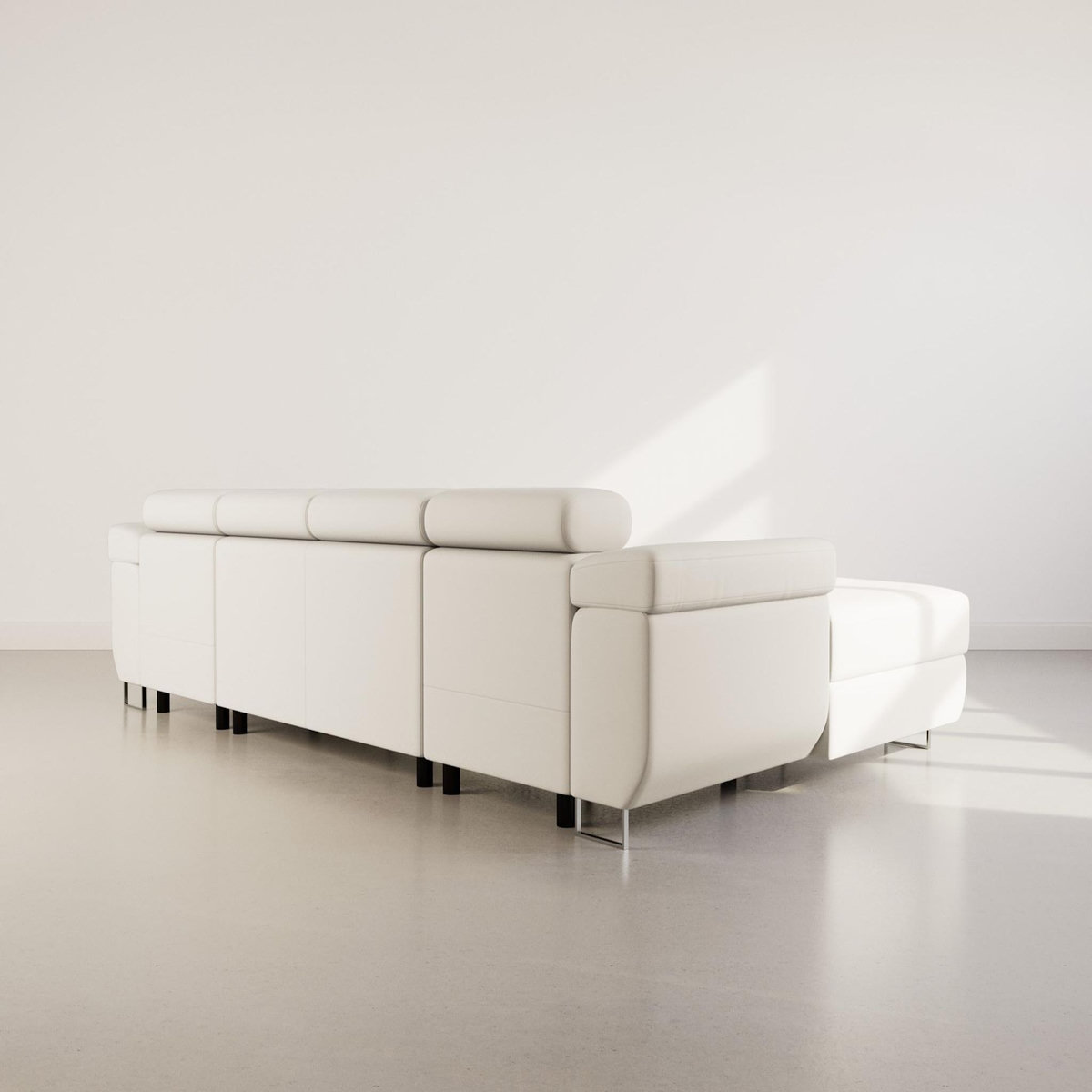 BEST MOBILIER Pablo - canapé panoramique en u - 7 places - convertible avec coffres et têtières réglables - en velours