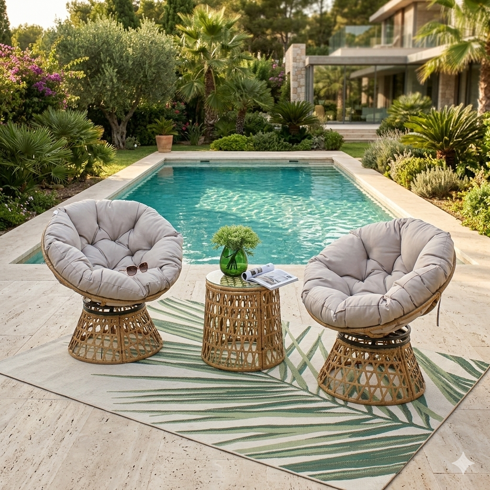 Voir la diapositive 2 : CONCEPT USINE Salon de jardin 2 fauteuils et 1 table papasan