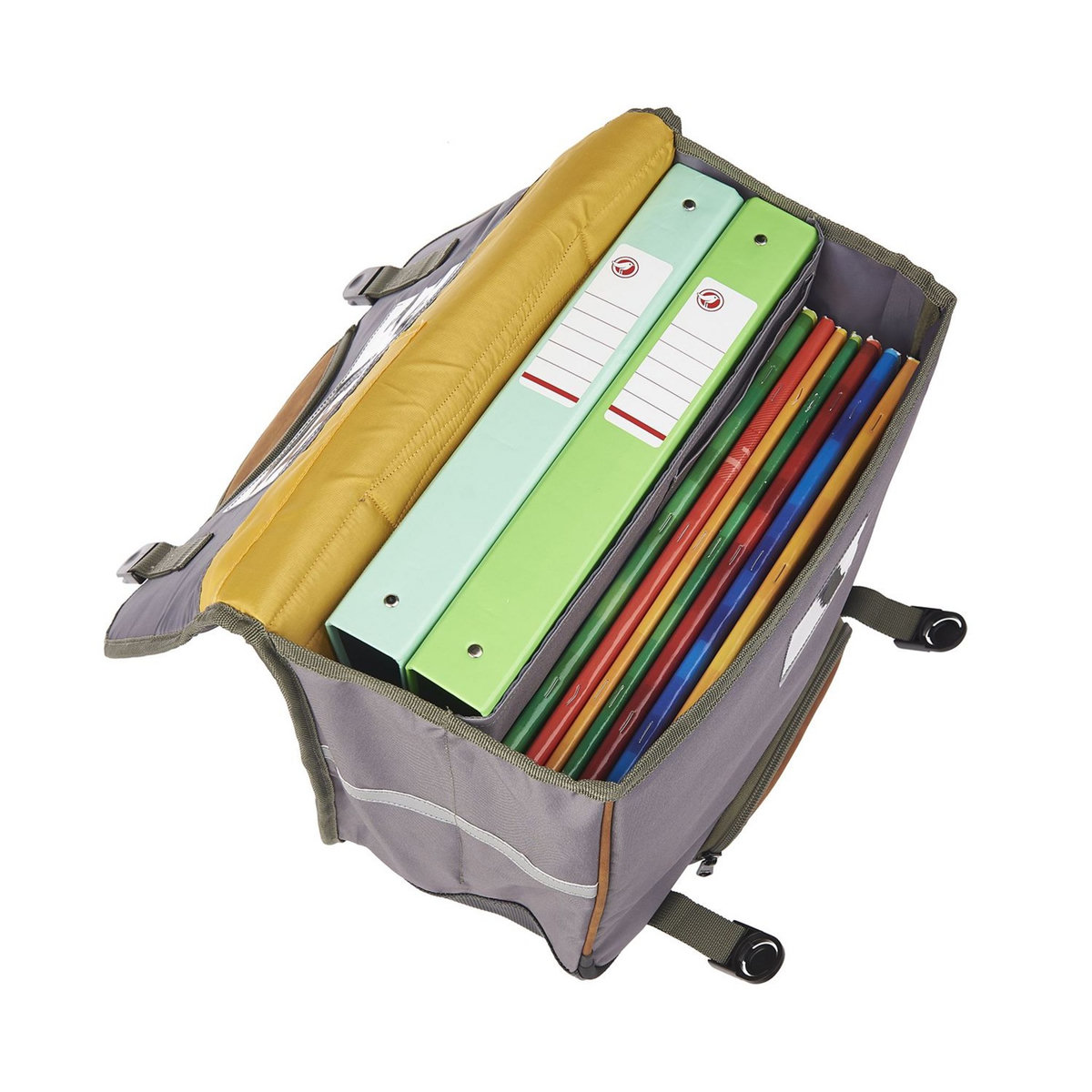 AUCHAN Cartable 38 cm CP/CE1/CE2 gris et marron ADVENTURE