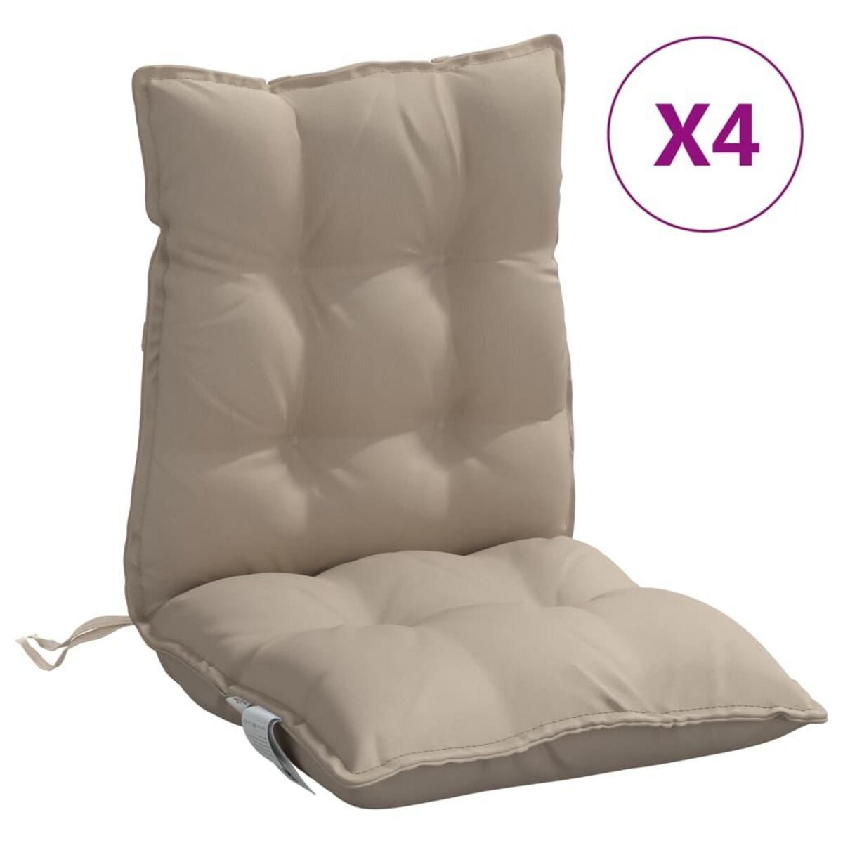 VIDAXL Coussins de chaise a dossier bas lot de 4 taupe tissu oxford