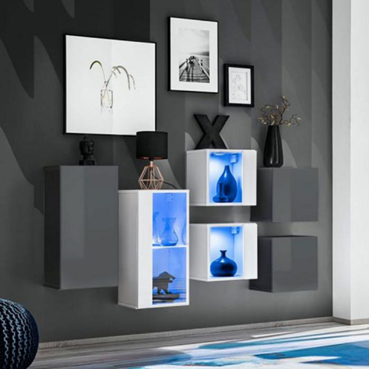 Paris Prix Meuble de Rangement  Switch SBIV  320cm Gris & Blanc