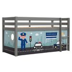 Paris Prix Lit Enfant Surélevé  Pino Police  90x200cm Gris