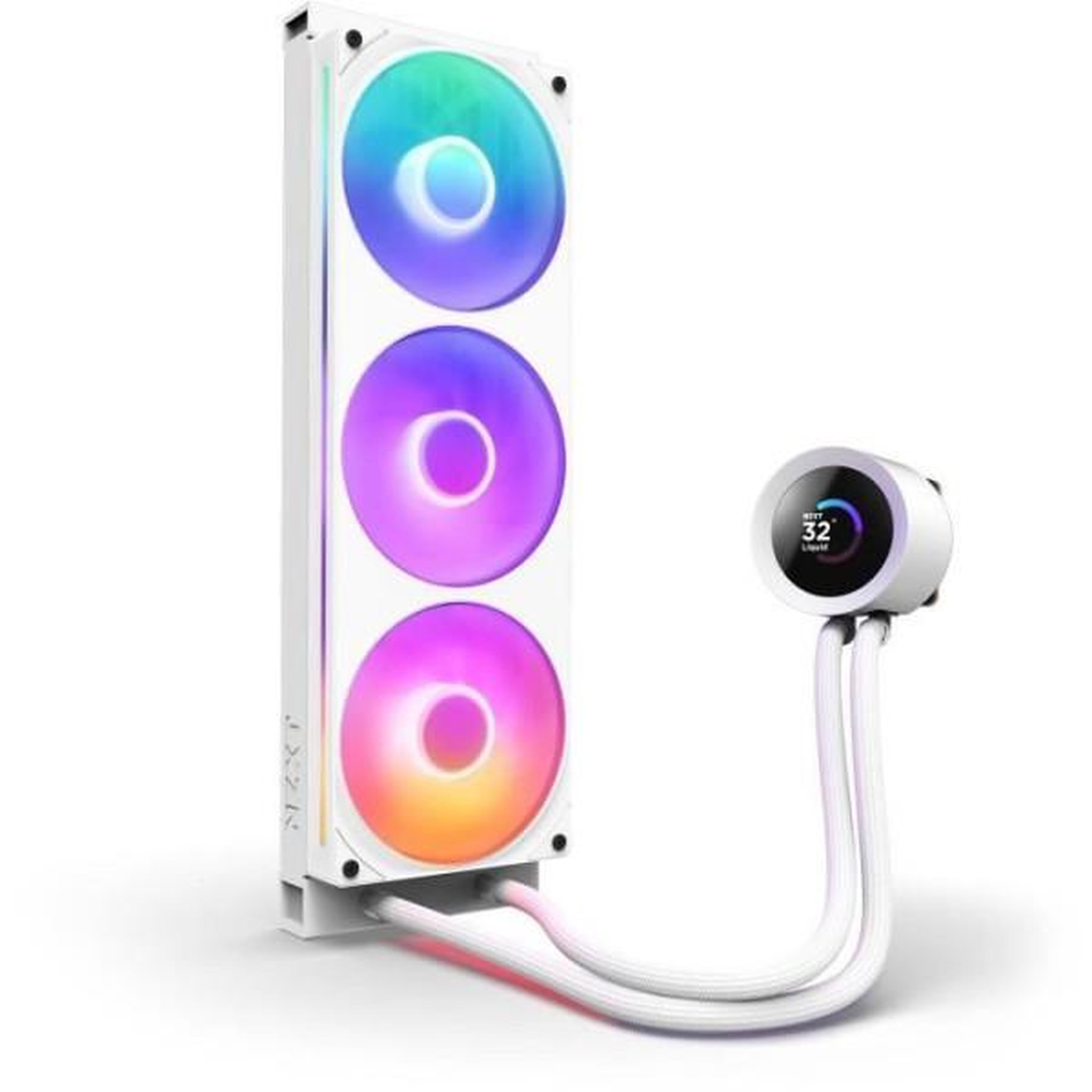 Voir la diapositive 3 : NZXT Watercooling - nzxt - rl-kr360-w2 - kraken plus 360 rgb - écran carré 1.54 personnalisable et ventilateurs rgb - blanc