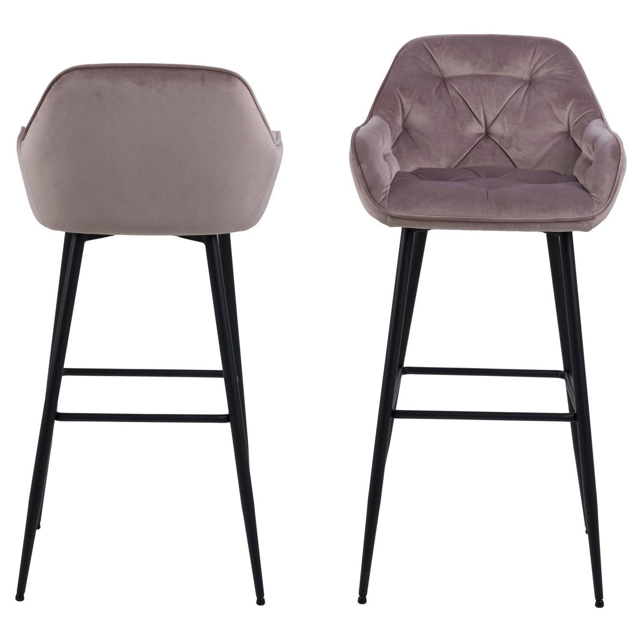 Voir la diapositive 4 : TOILINUX Lot de 2 Tabourets de bar Florie en tissu et métal