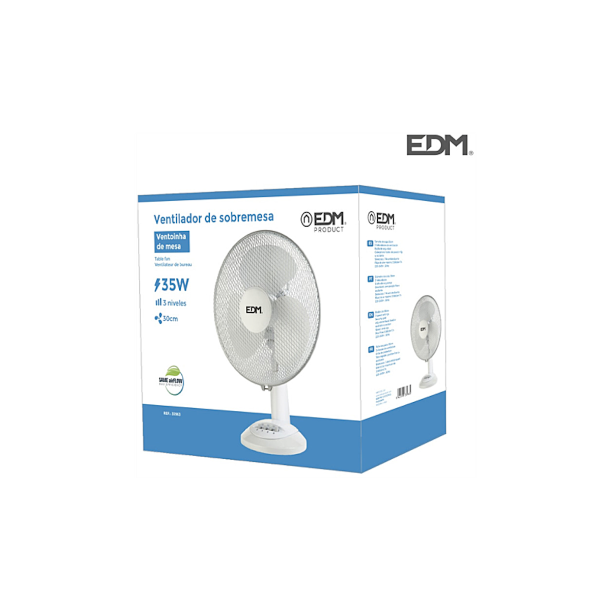 EDM Ventilateur De Table Blanc 30 Cm 33963 Edm